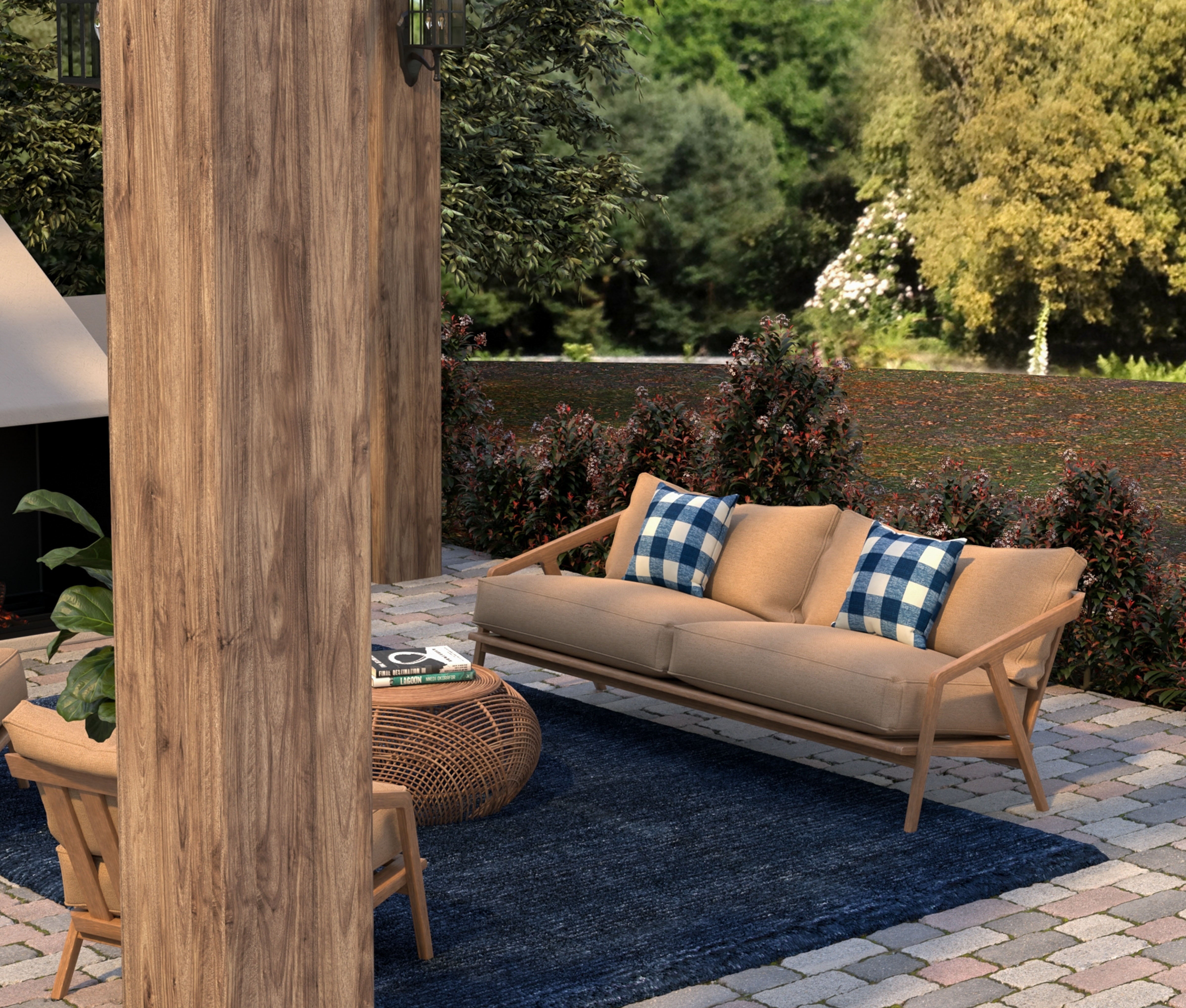 Indoor/Outdoor Plaid Decorative Throw Pillow