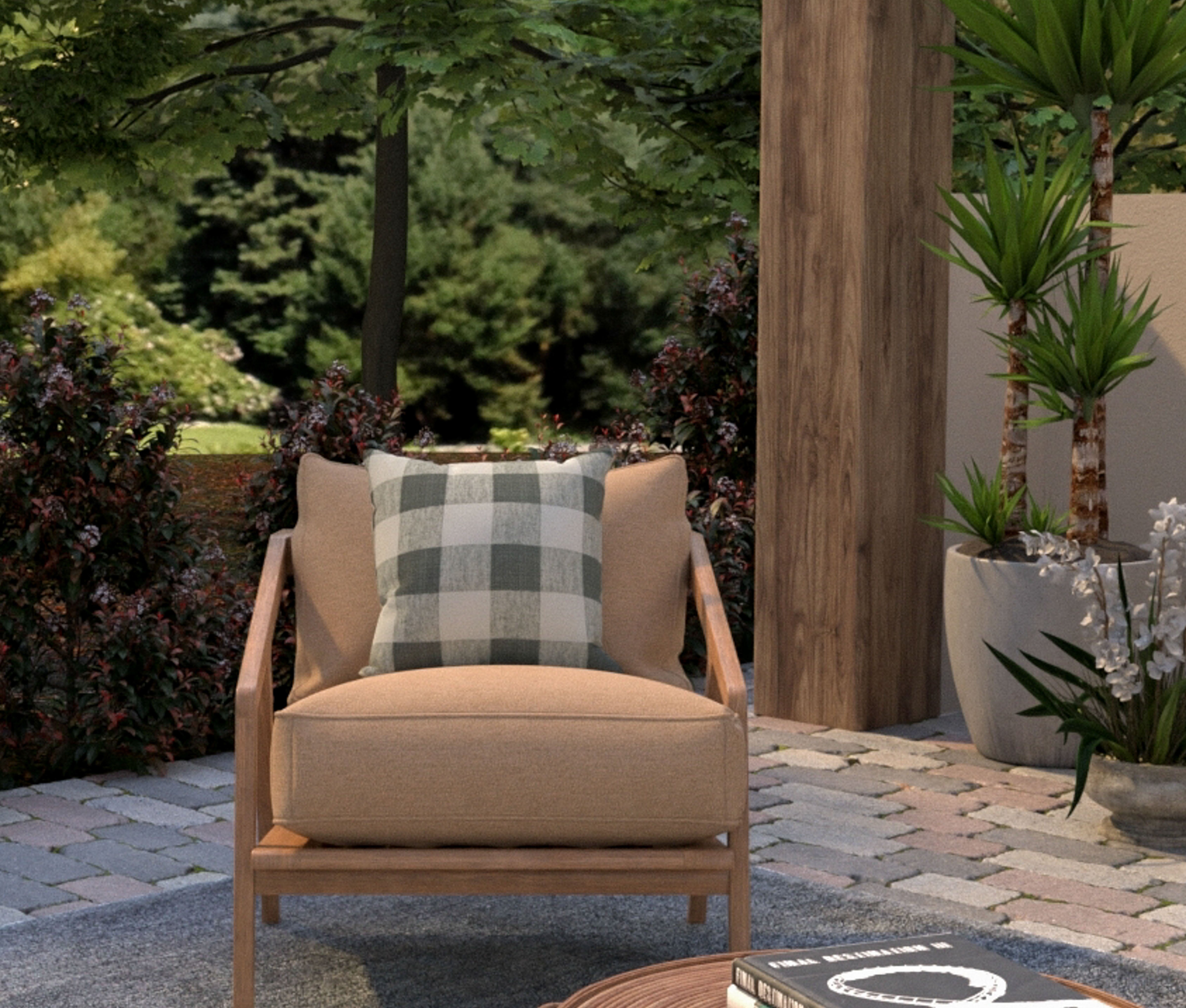 Indoor/Outdoor Plaid Decorative Throw Pillow