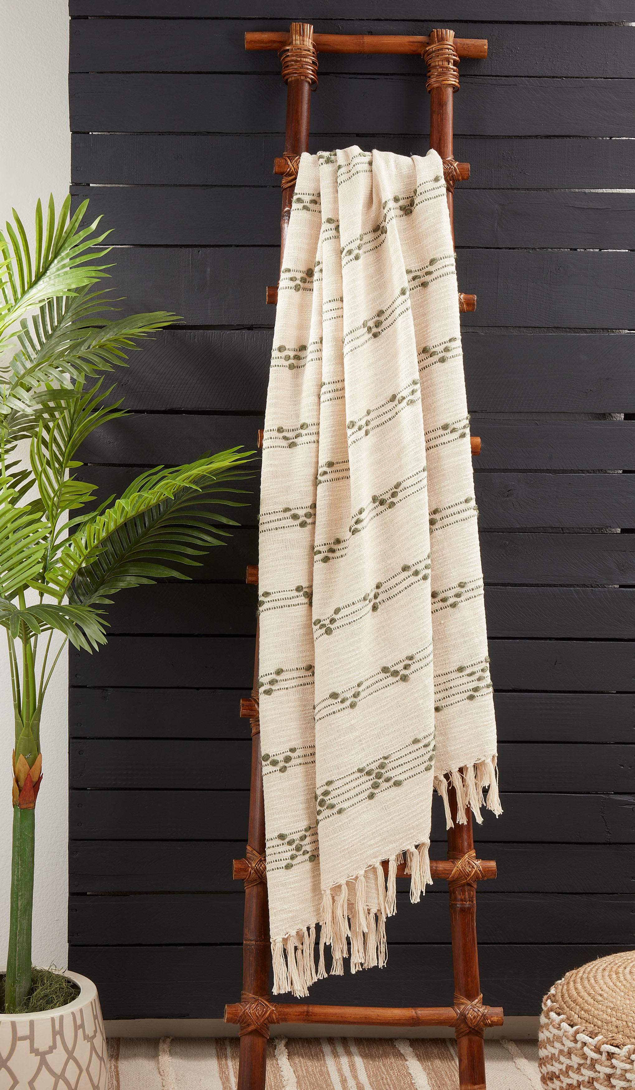Woven Stripes and Dots Throw Blanket