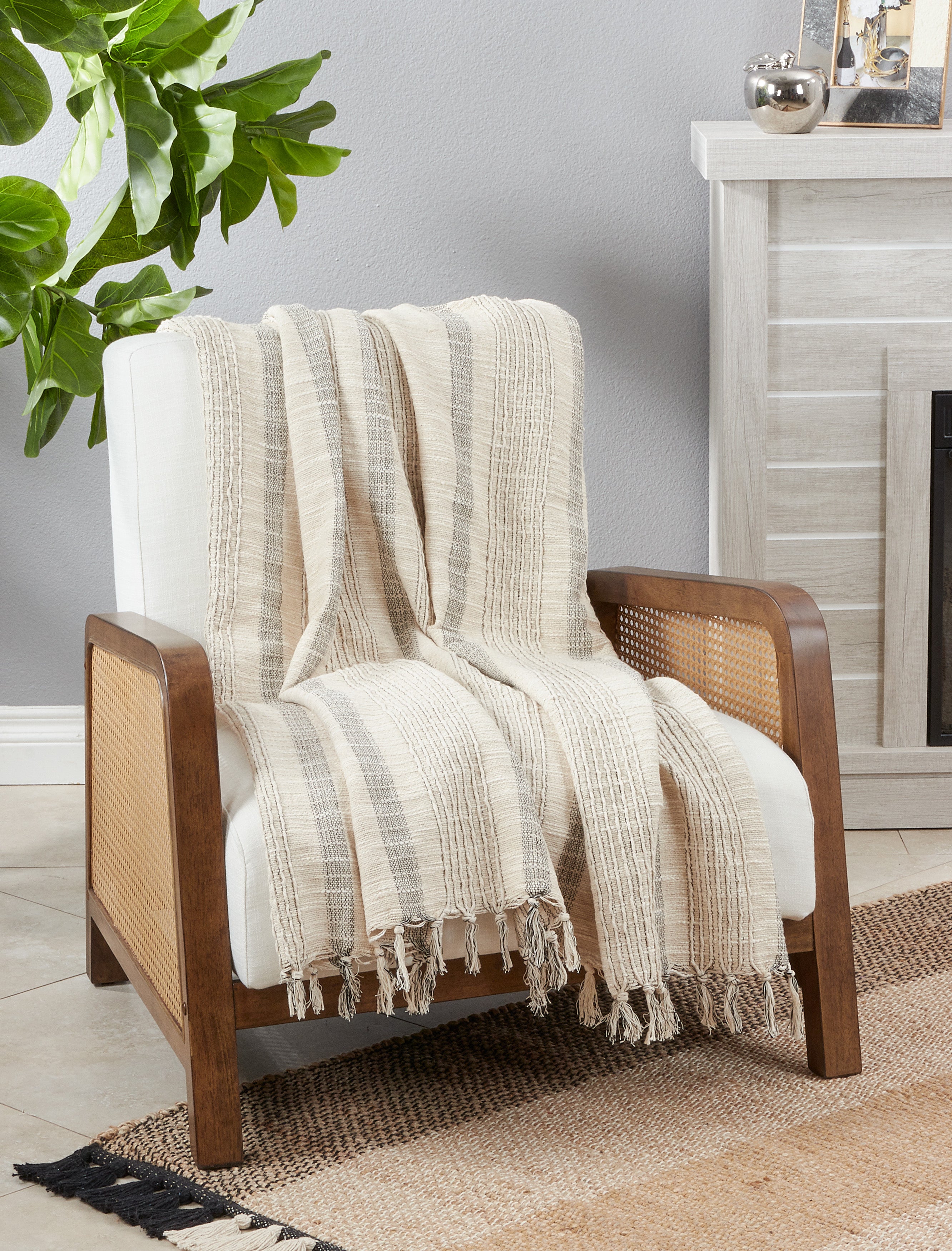 Striped Woven Throw Blanket