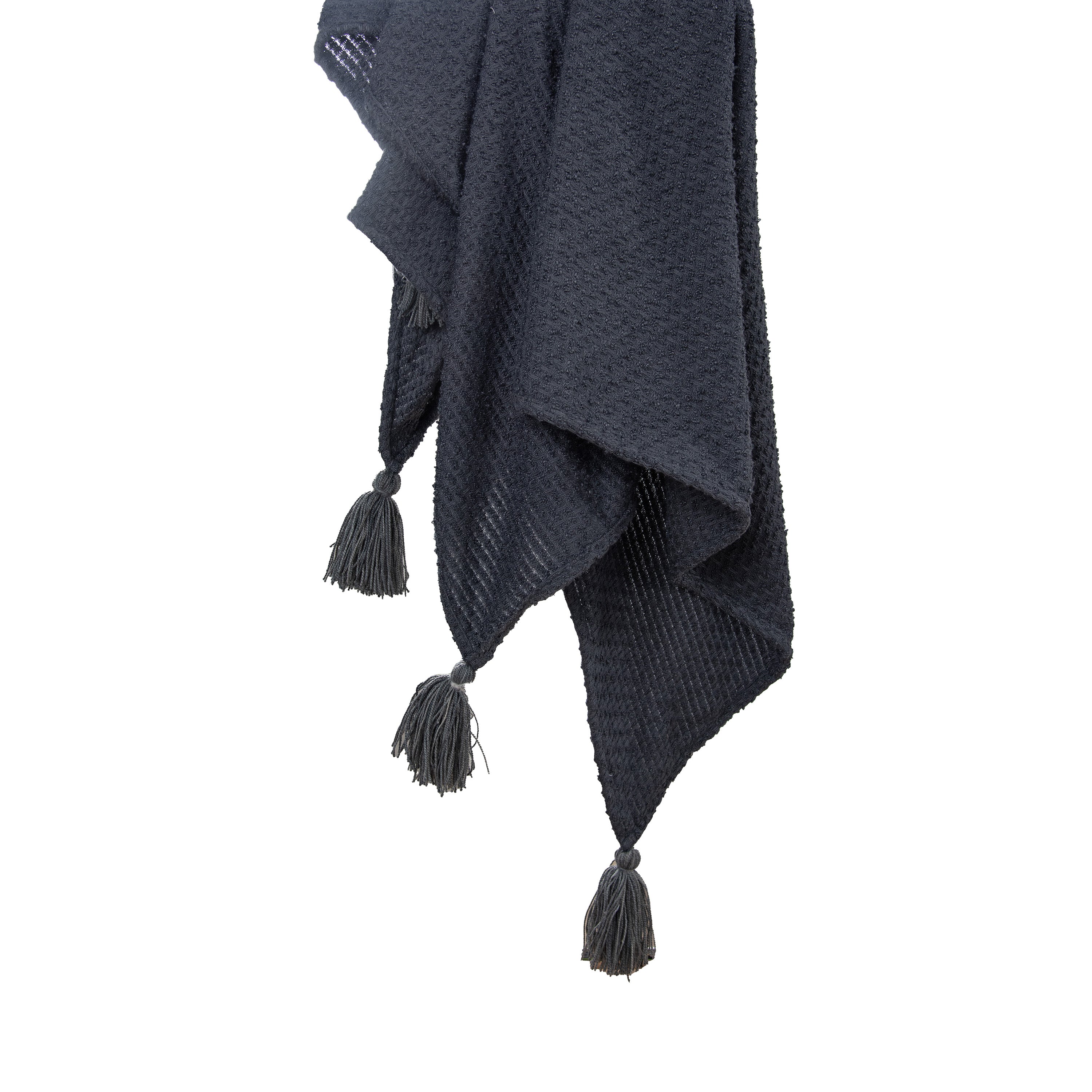 Indoor/Outdoor Solid Tassel Decorative Throw Blanket