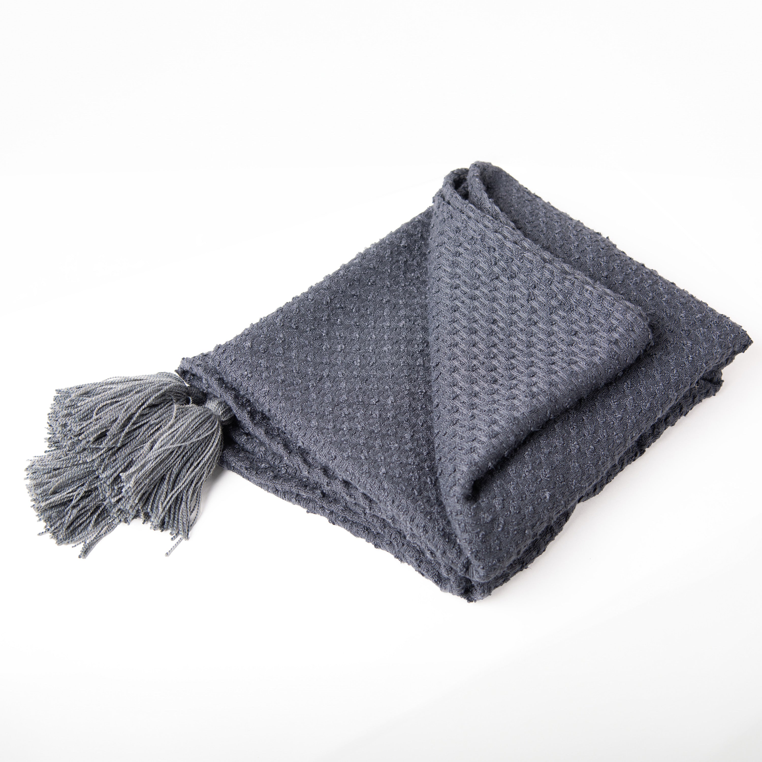 Indoor/Outdoor Solid Tassel Decorative Throw Blanket