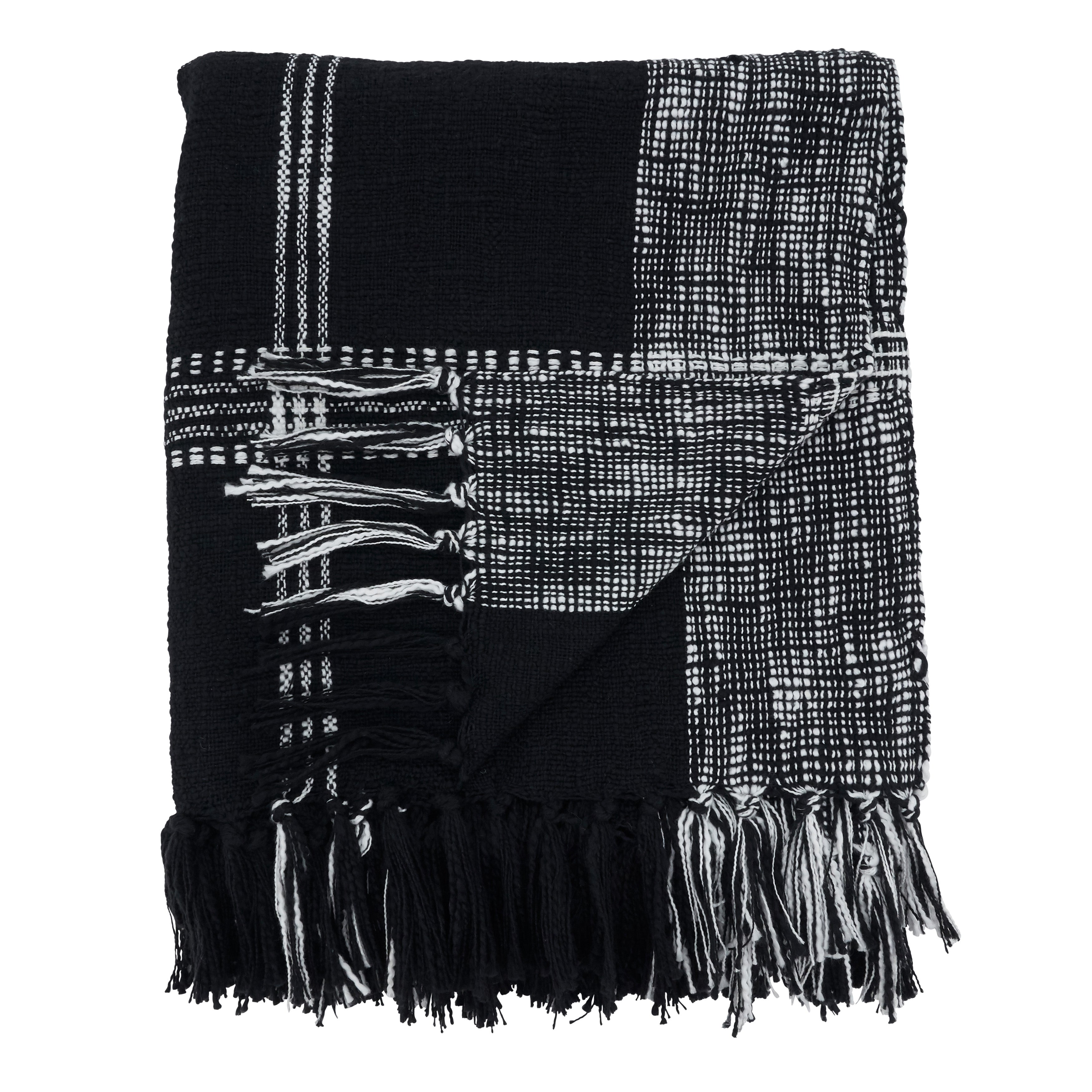 Black Plaid Design Cotton Throw Blanket