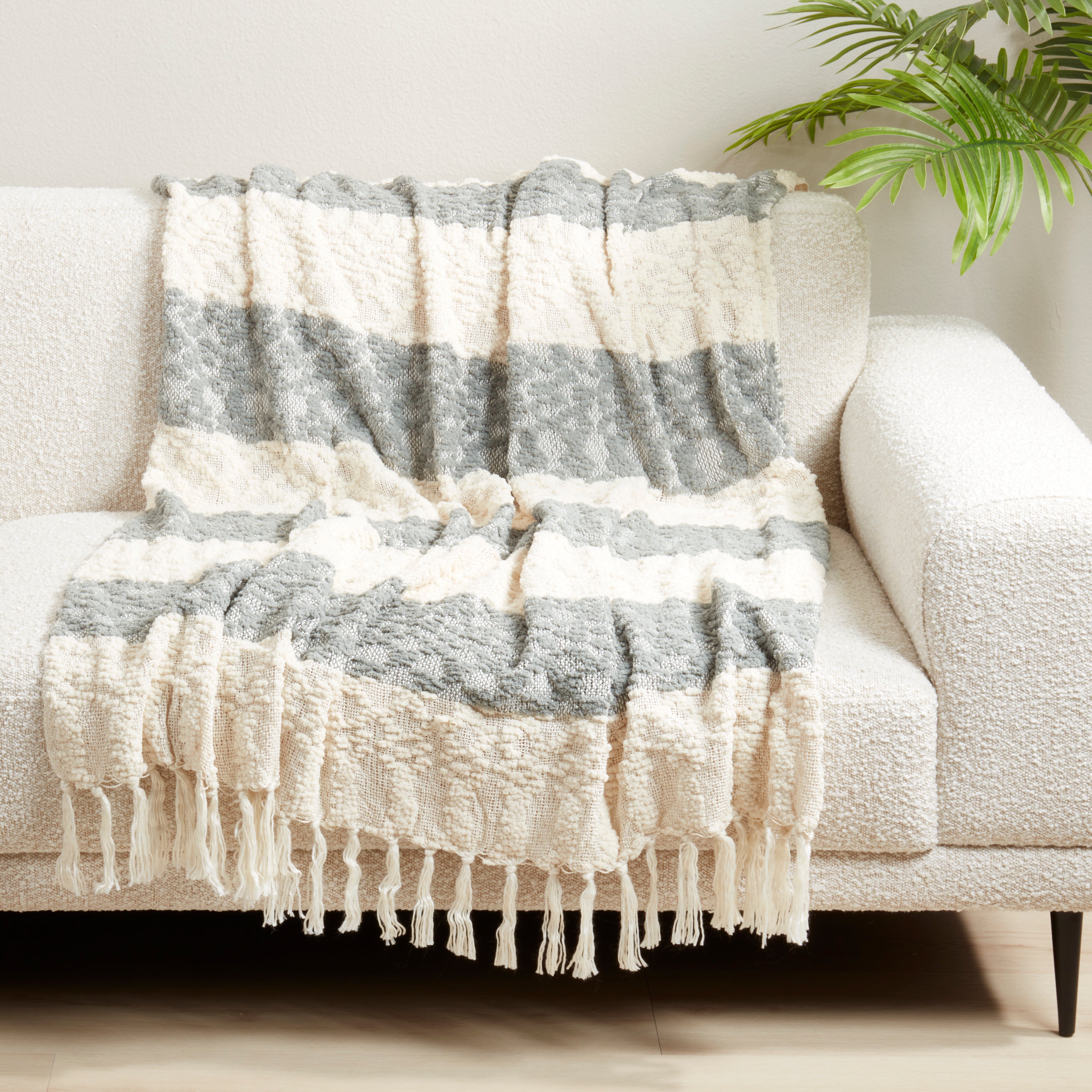 Nubby Design Striped Throw Blanket