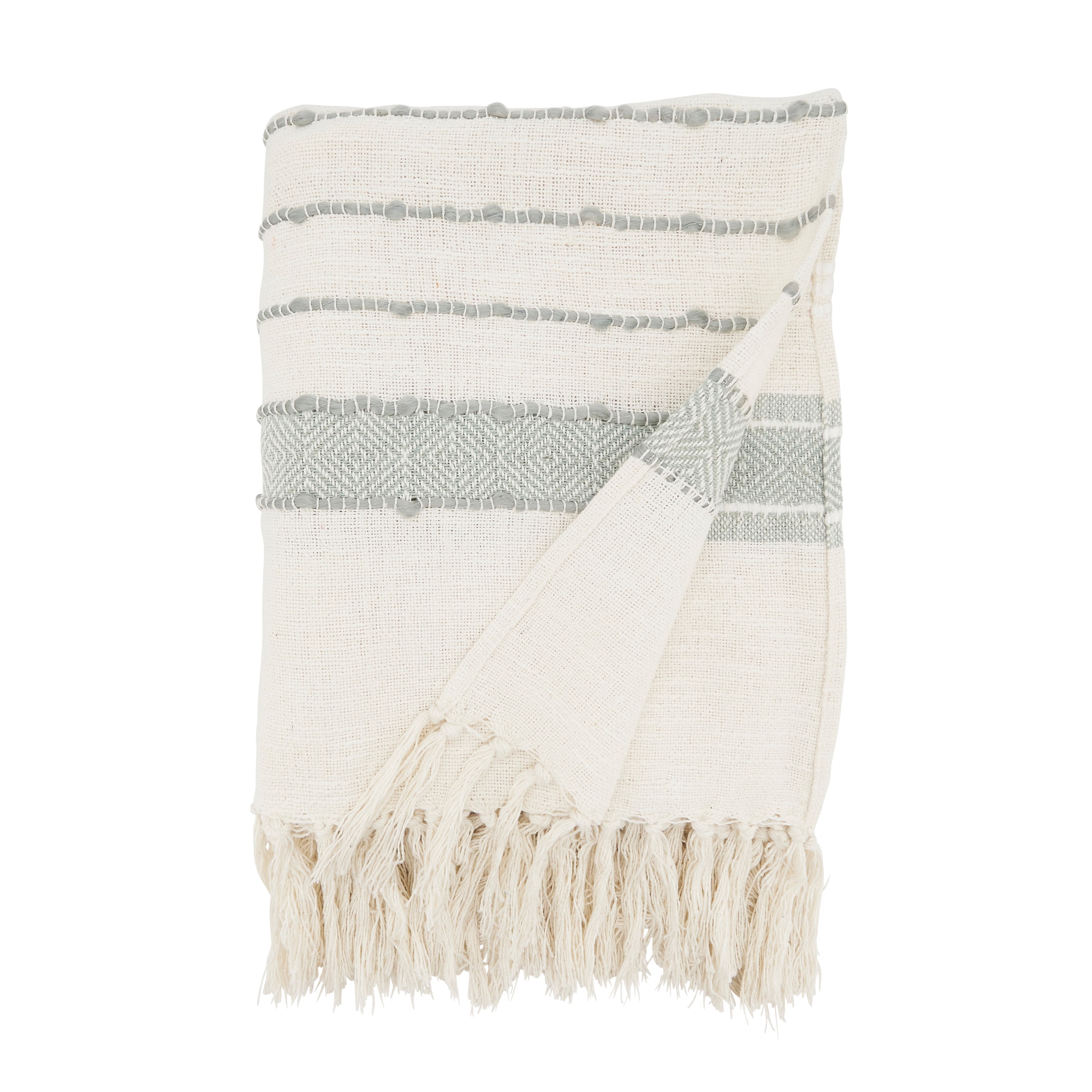 Farmhouse Stripe Fringed Throw Blanket
