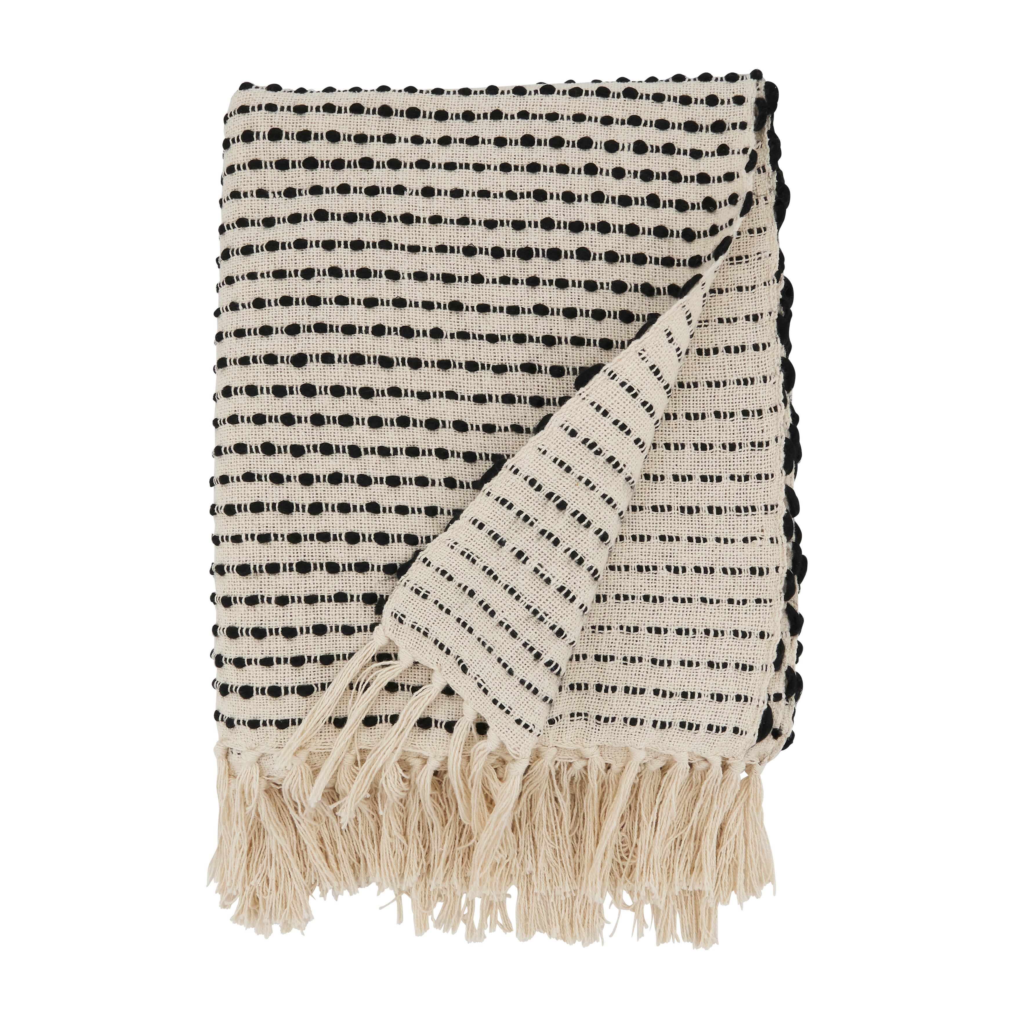 Fringe Finesse Textured Stripe Woven Throw Blanket