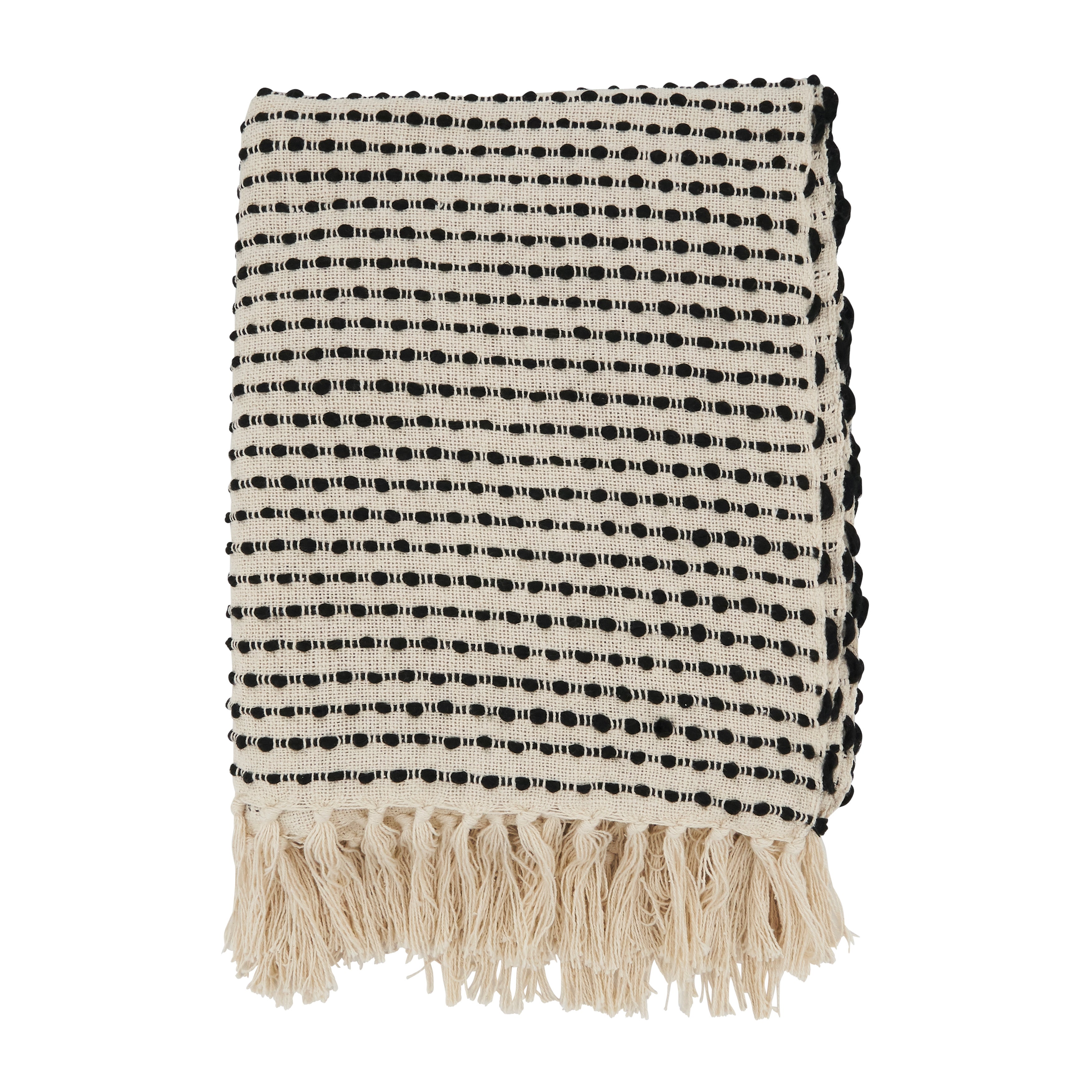 Fringe Finesse Textured Stripe Woven Throw Blanket