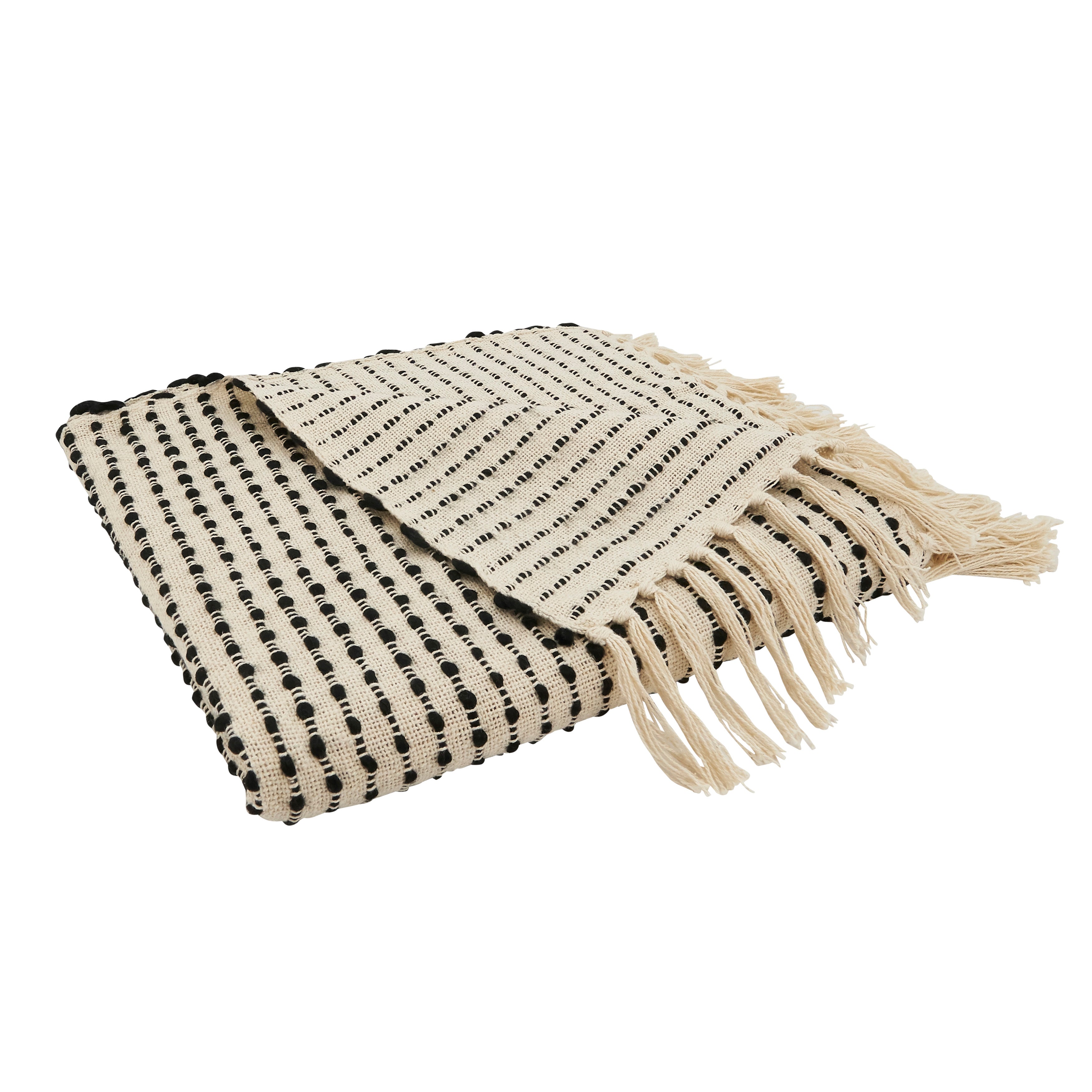 Fringe Finesse Textured Stripe Woven Throw Blanket