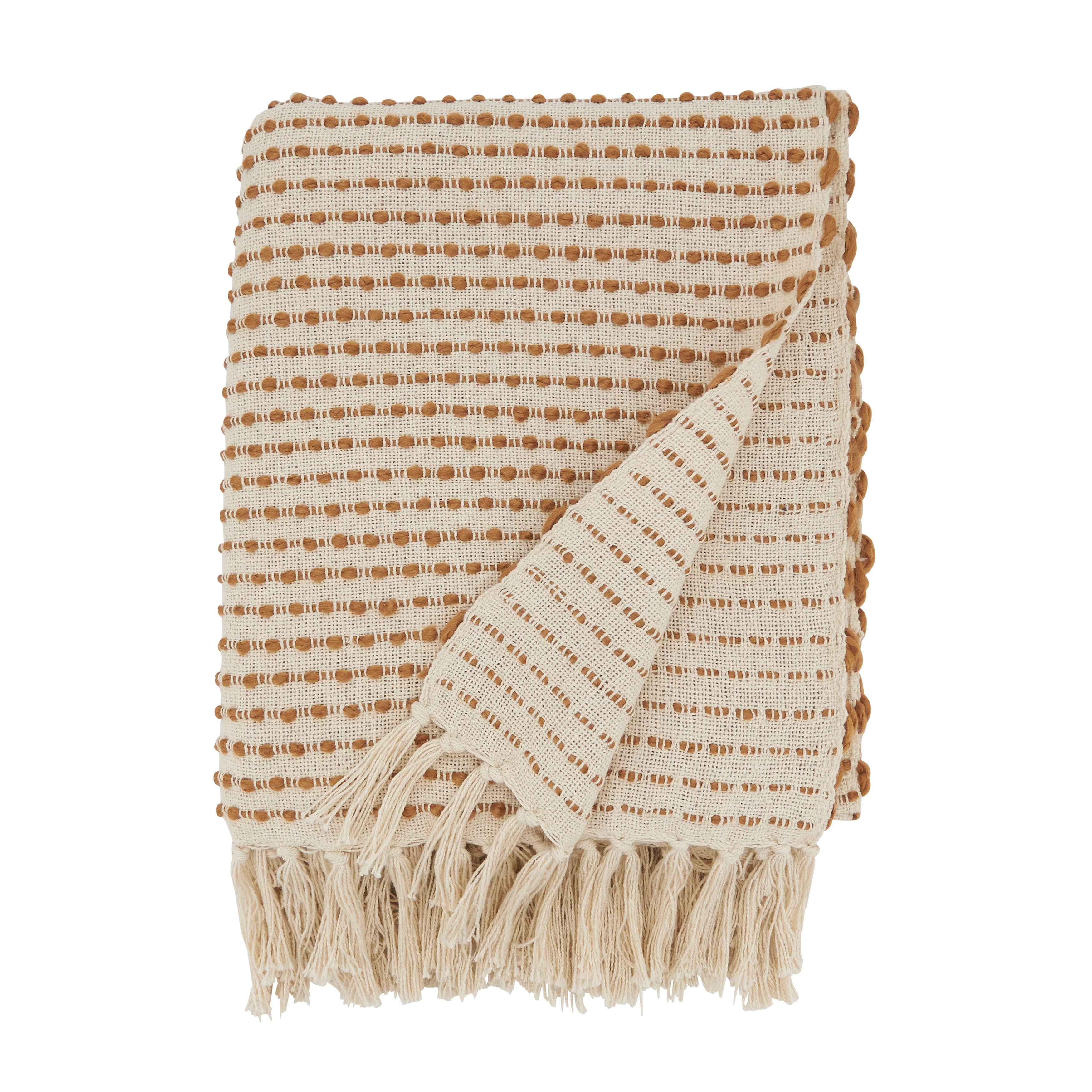 Fringe Finesse Textured Stripe Woven Throw Blanket