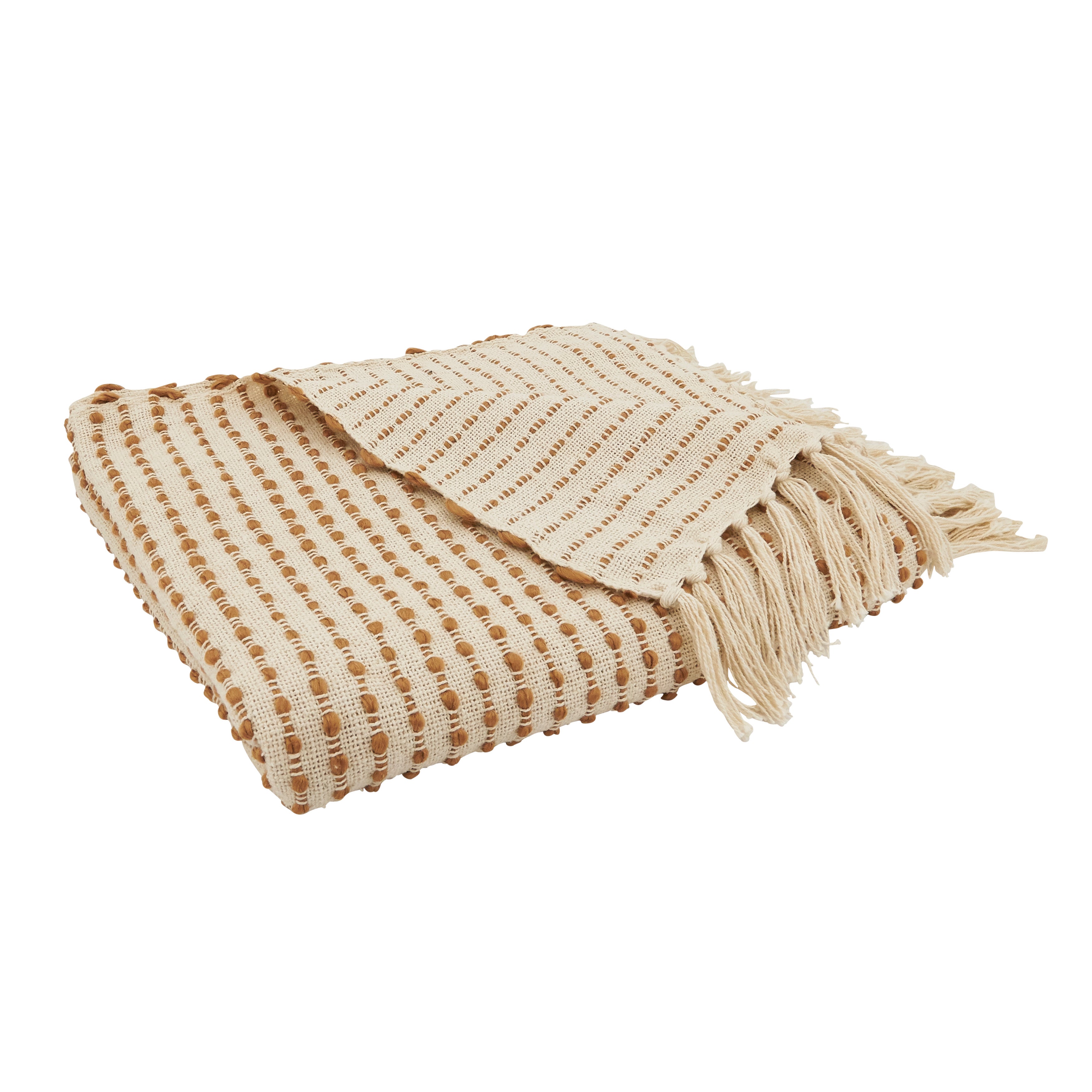 Fringe Finesse Textured Stripe Woven Throw Blanket