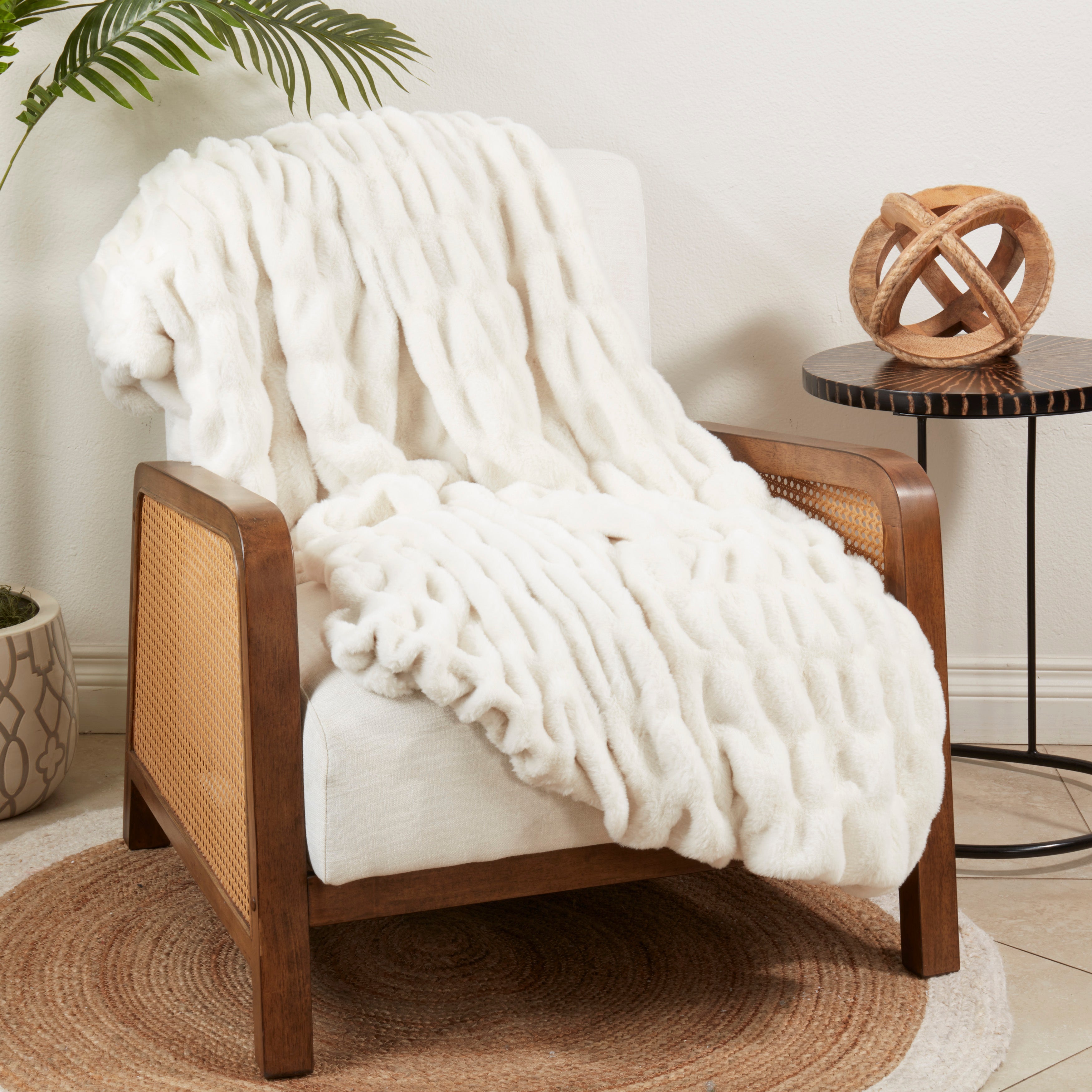 Cuddle Corner Faux Rabbit Fur Throw Blanket