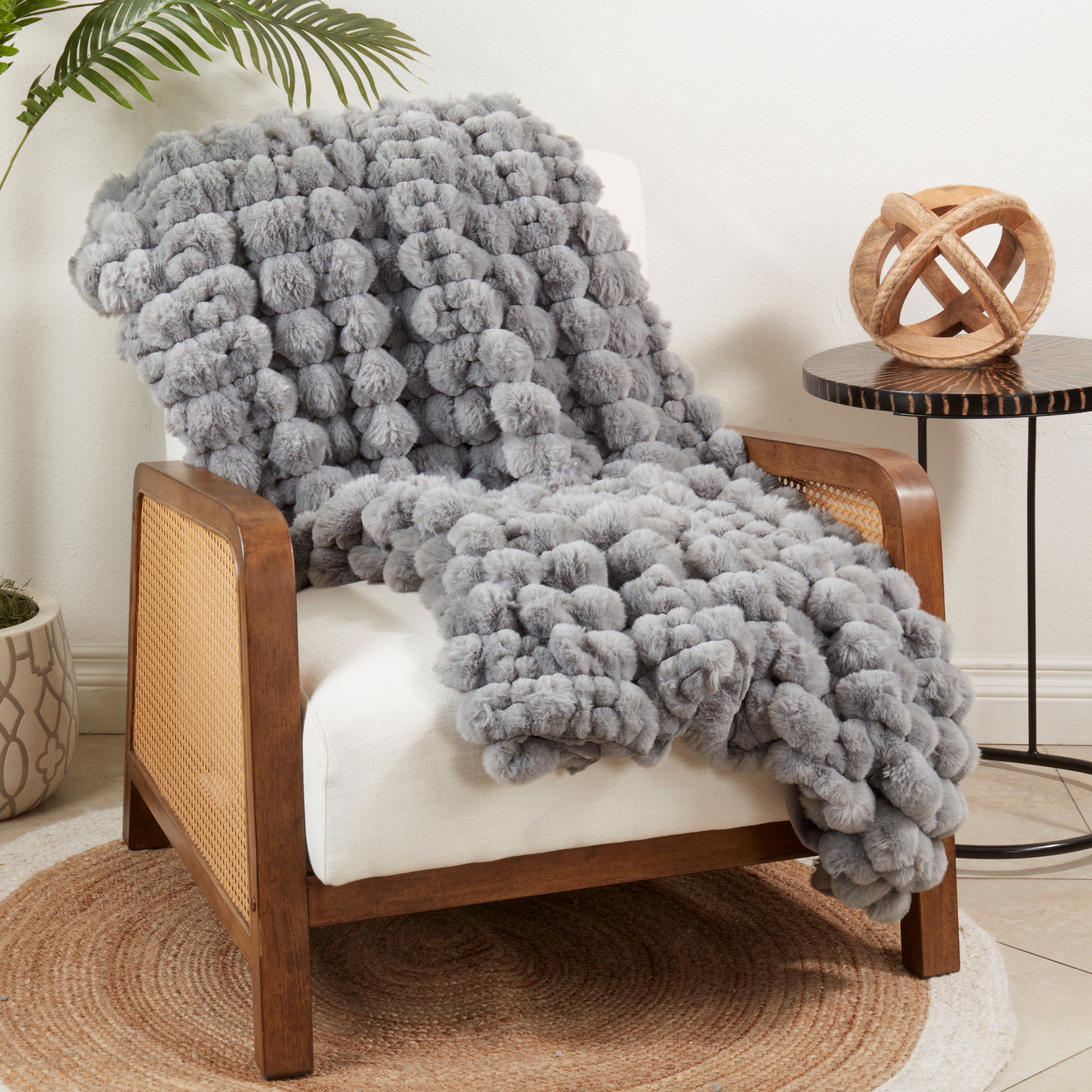 Furry Haven Faux Rabbit Fur Throw Blanket