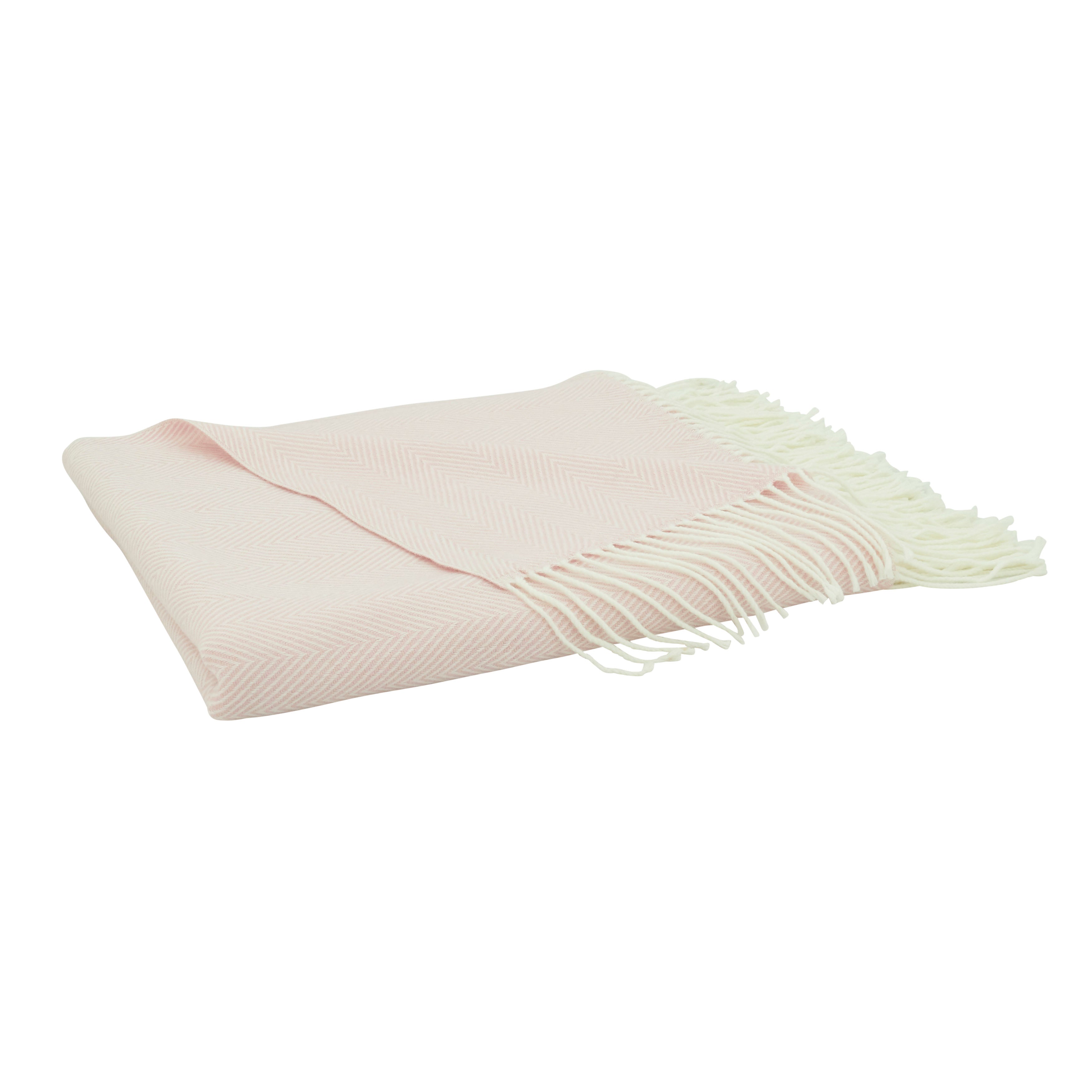 Herringbone Pattern Fringed Throw Blanket