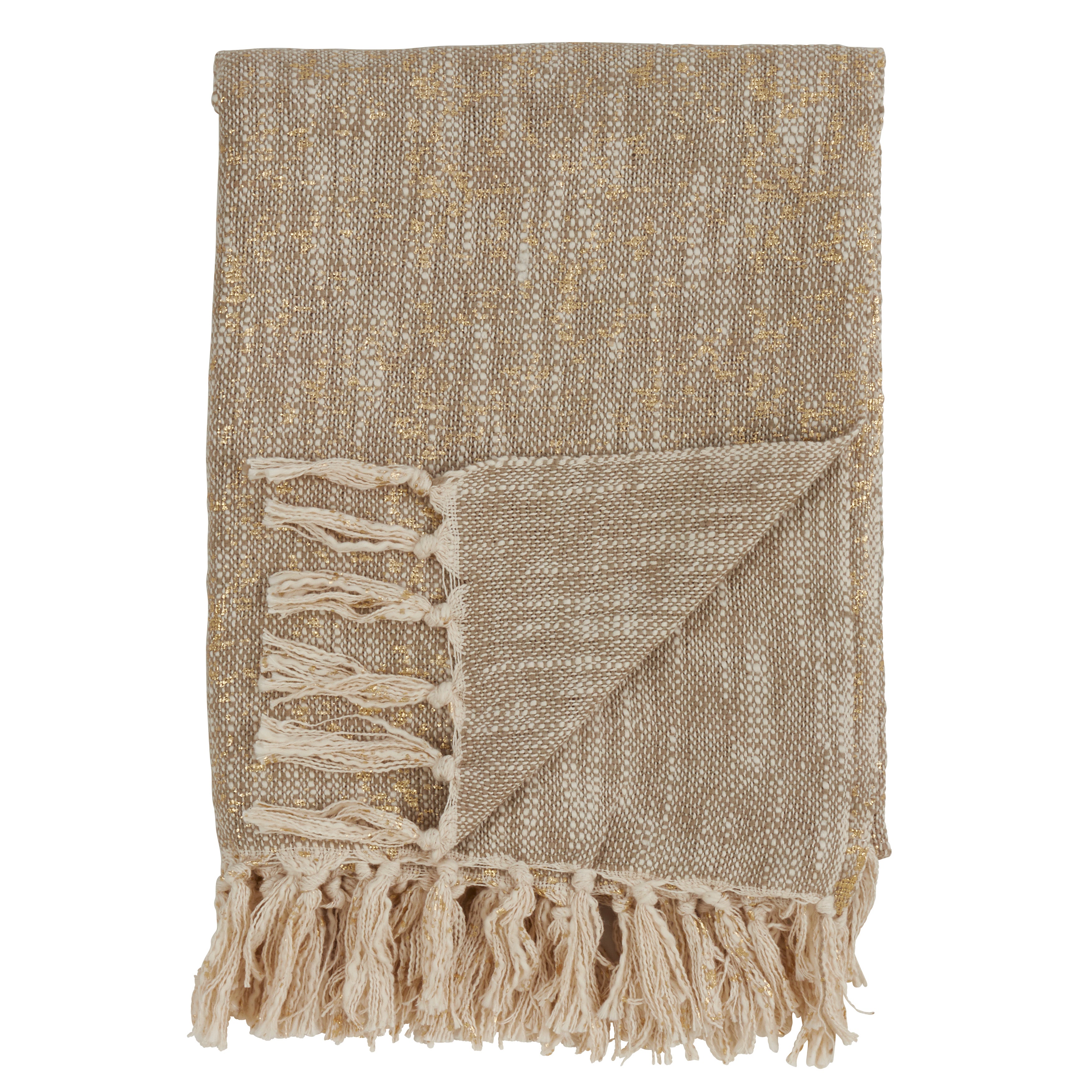Foil Print Design Tasseled Throw Blanket