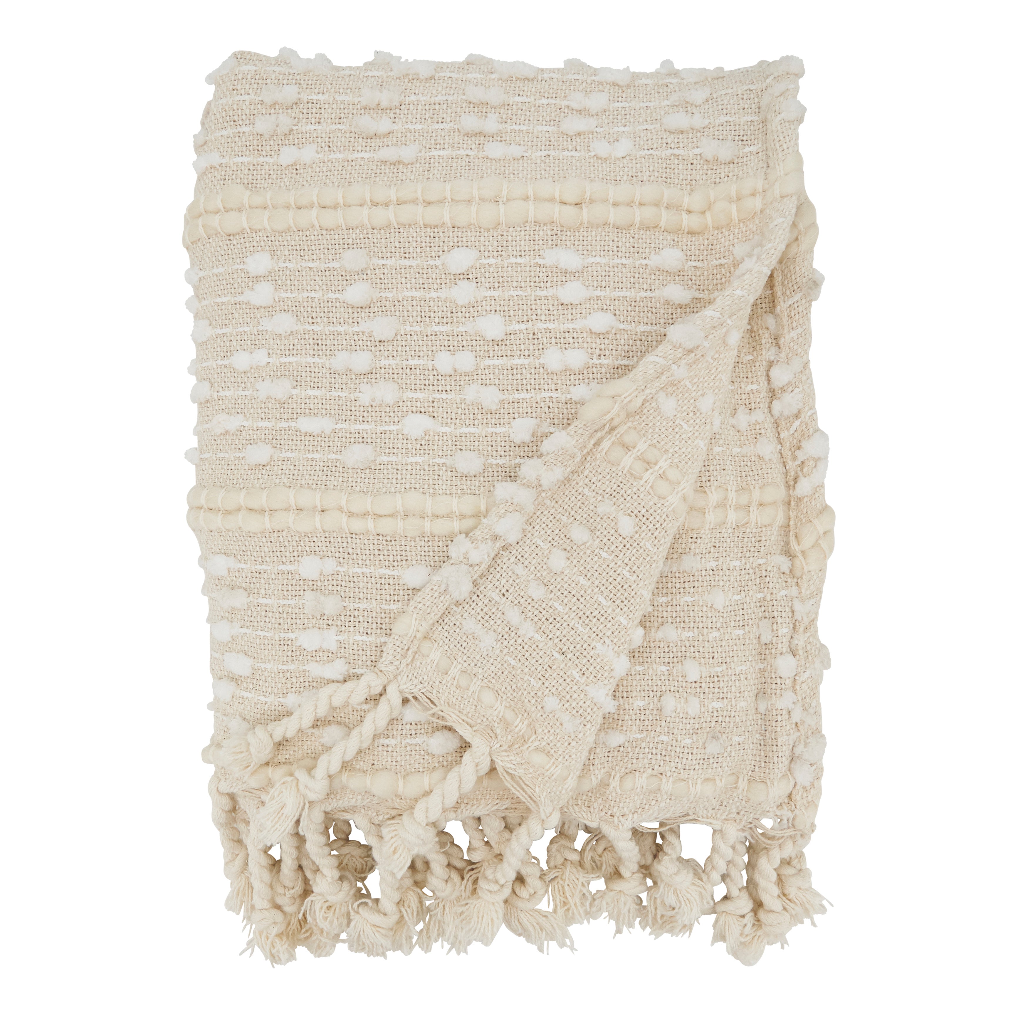 Textured Stripe Woven Fringe Throw Blanket