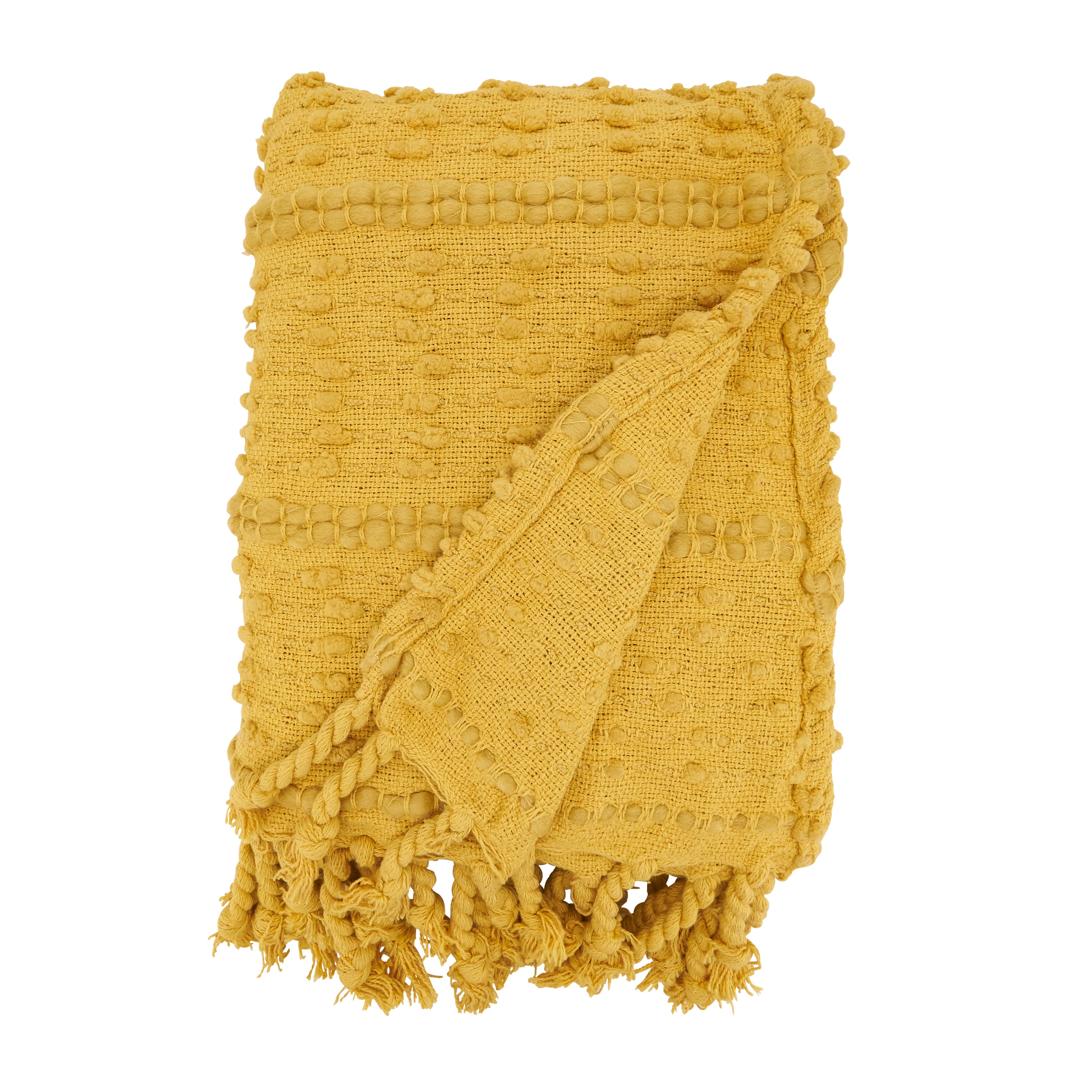 Textured Stripe Woven Fringe Throw Blanket