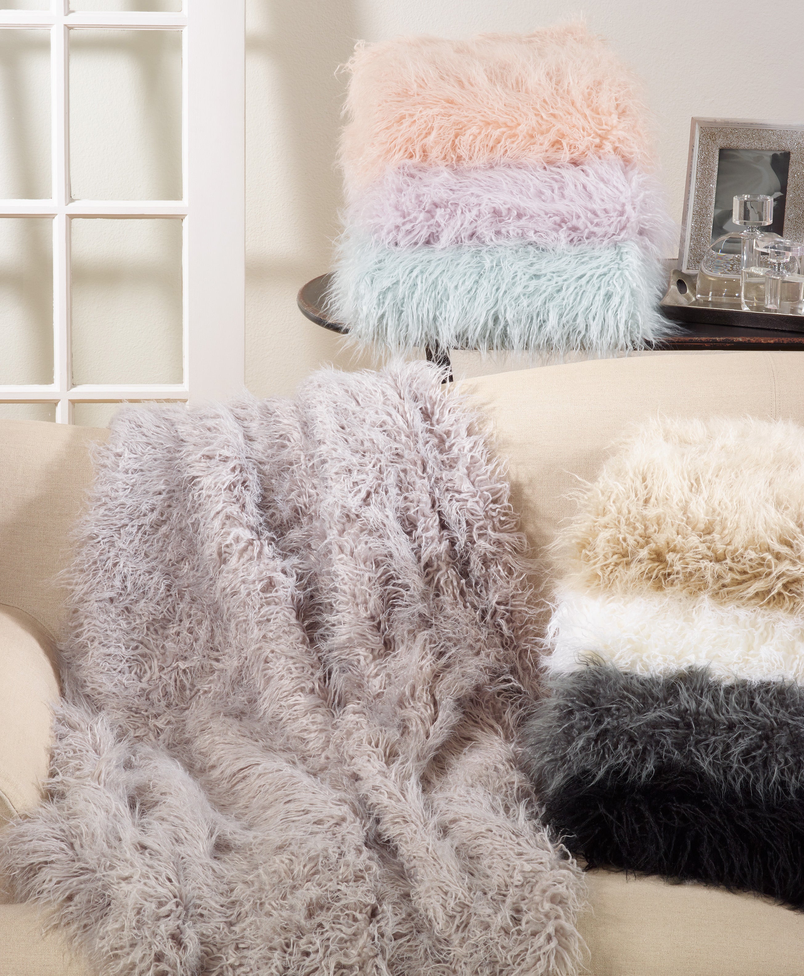 Faux Mongolian Fur Throw Blanket