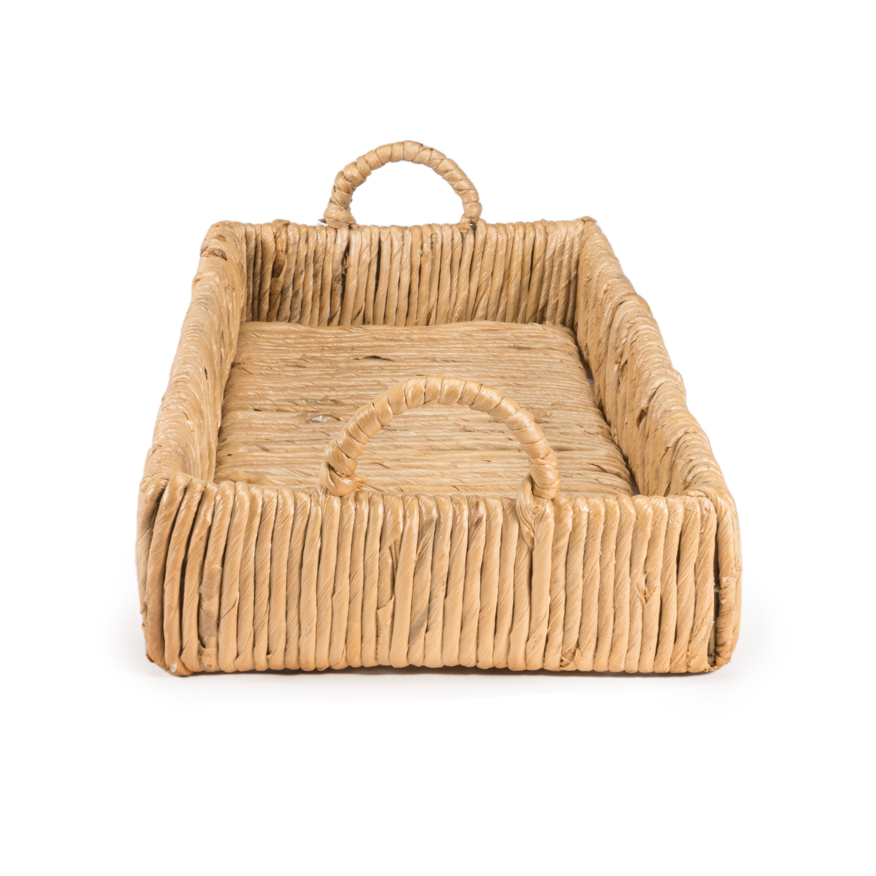 Baron Handcrafted Rattan/Bamboo Rectangular Decorative Tray with Handles