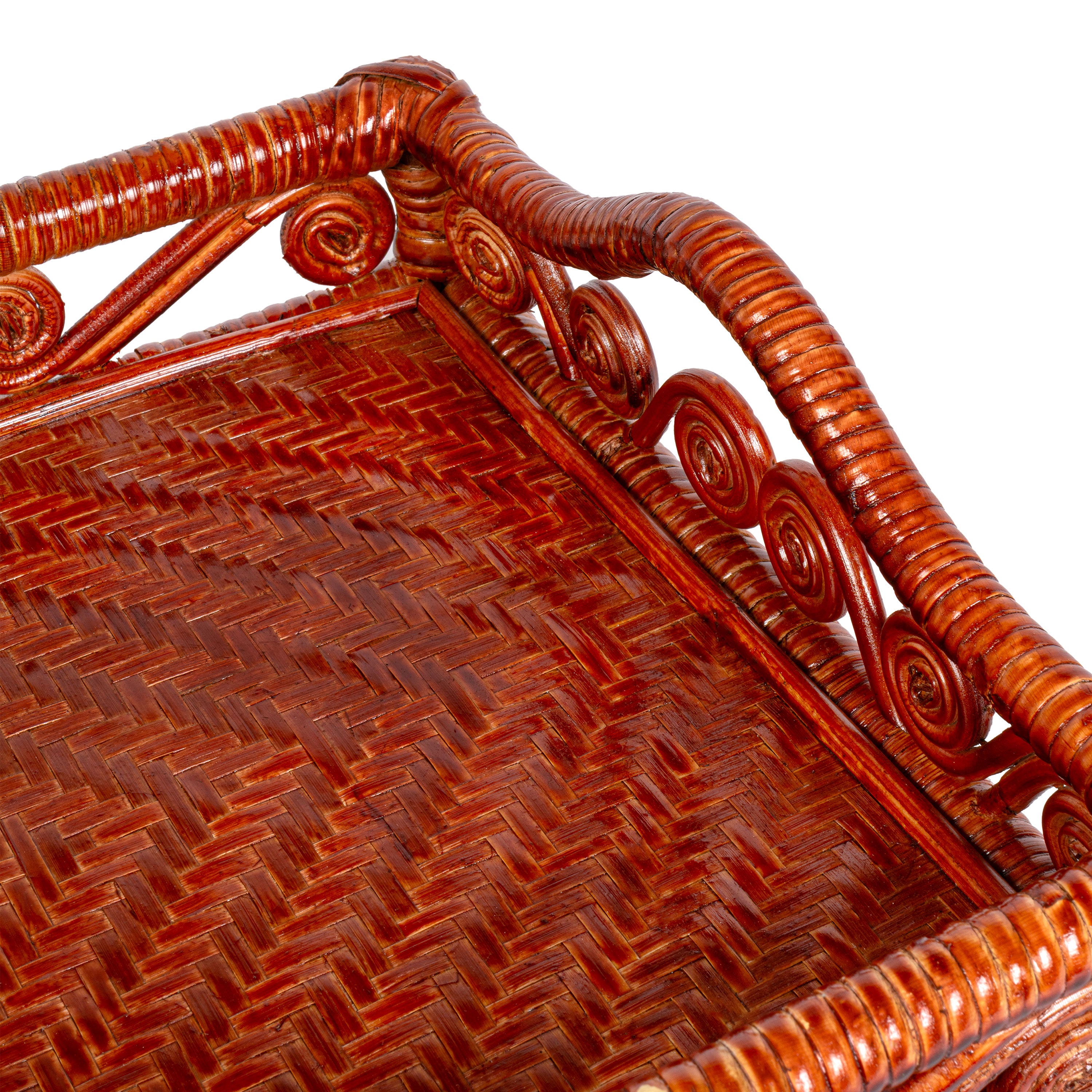 Baron Handcrafted Rattan/Bamboo Rectangular Decorative Tray with Handles