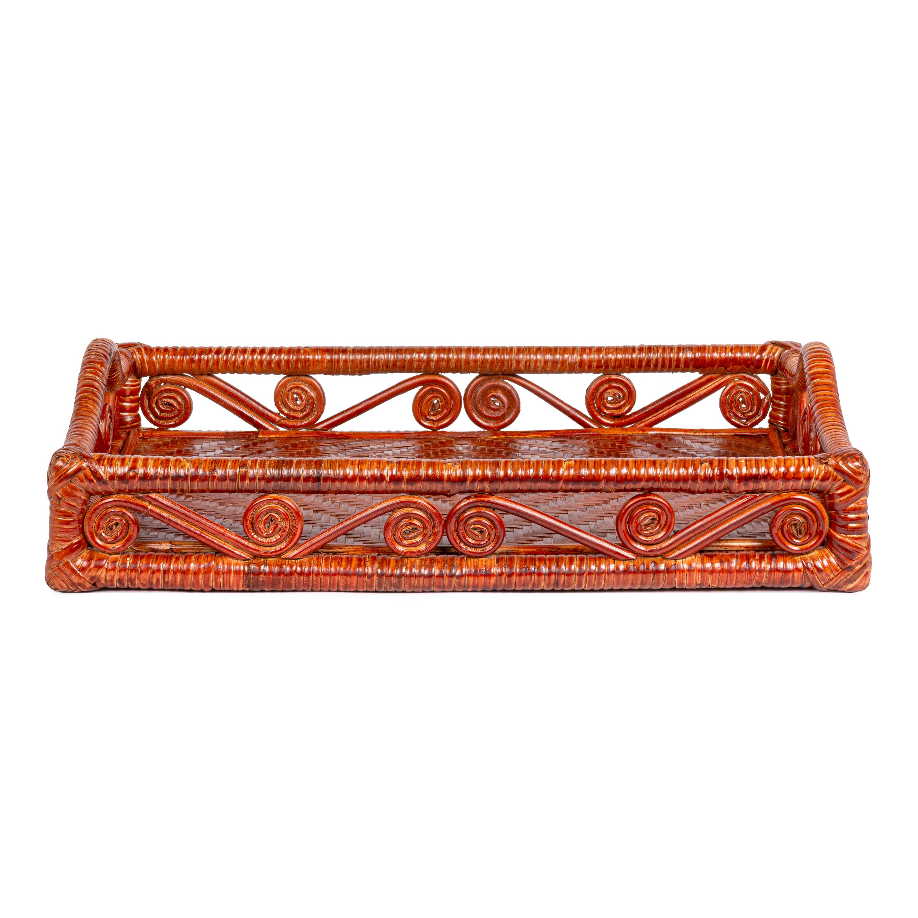 Baron Handcrafted Rattan/Bamboo Rectangular Decorative Tray with Handles