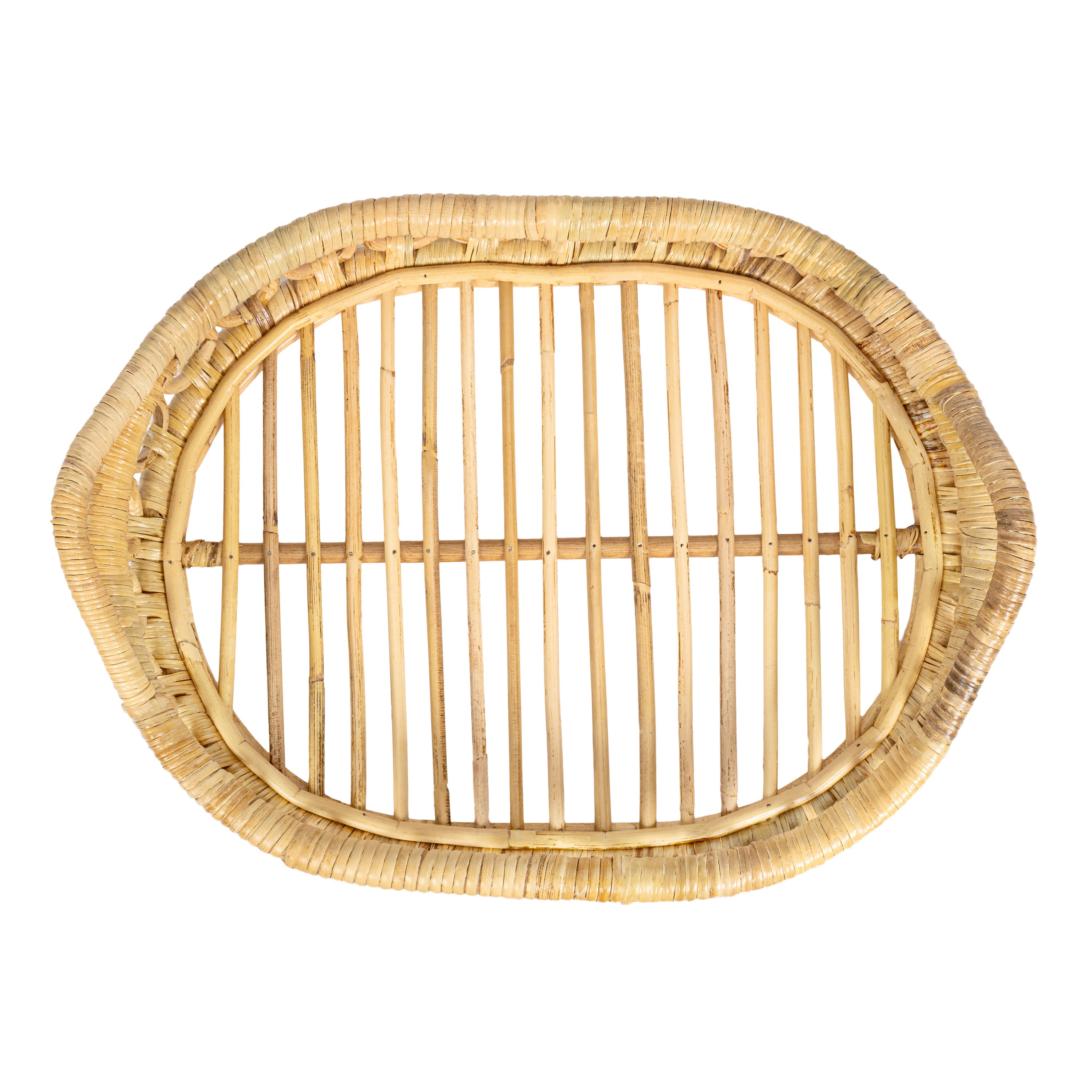 Cassini Handcrafted Rattan Oval Decorative Tray with Handles