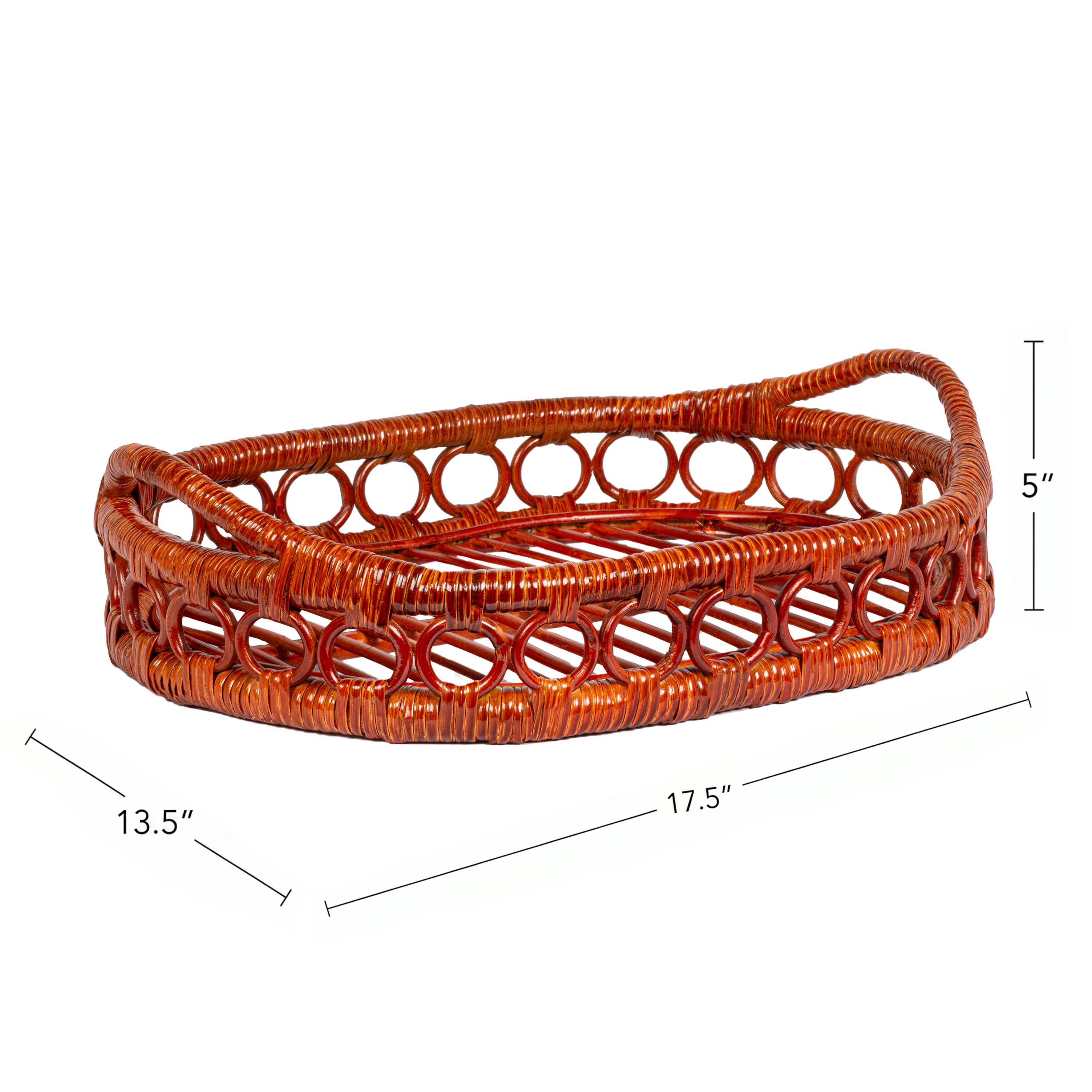 Cassini Handcrafted Rattan Oval Decorative Tray with Handles