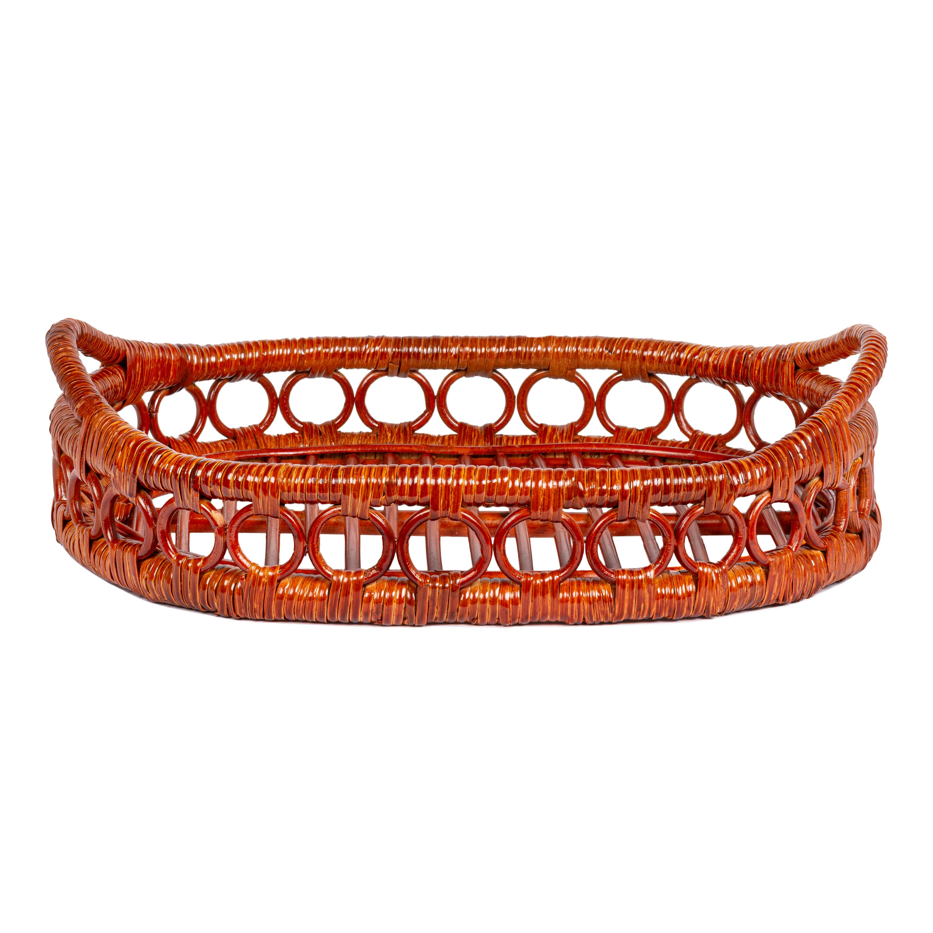 Cassini Handcrafted Rattan Oval Decorative Tray with Handles