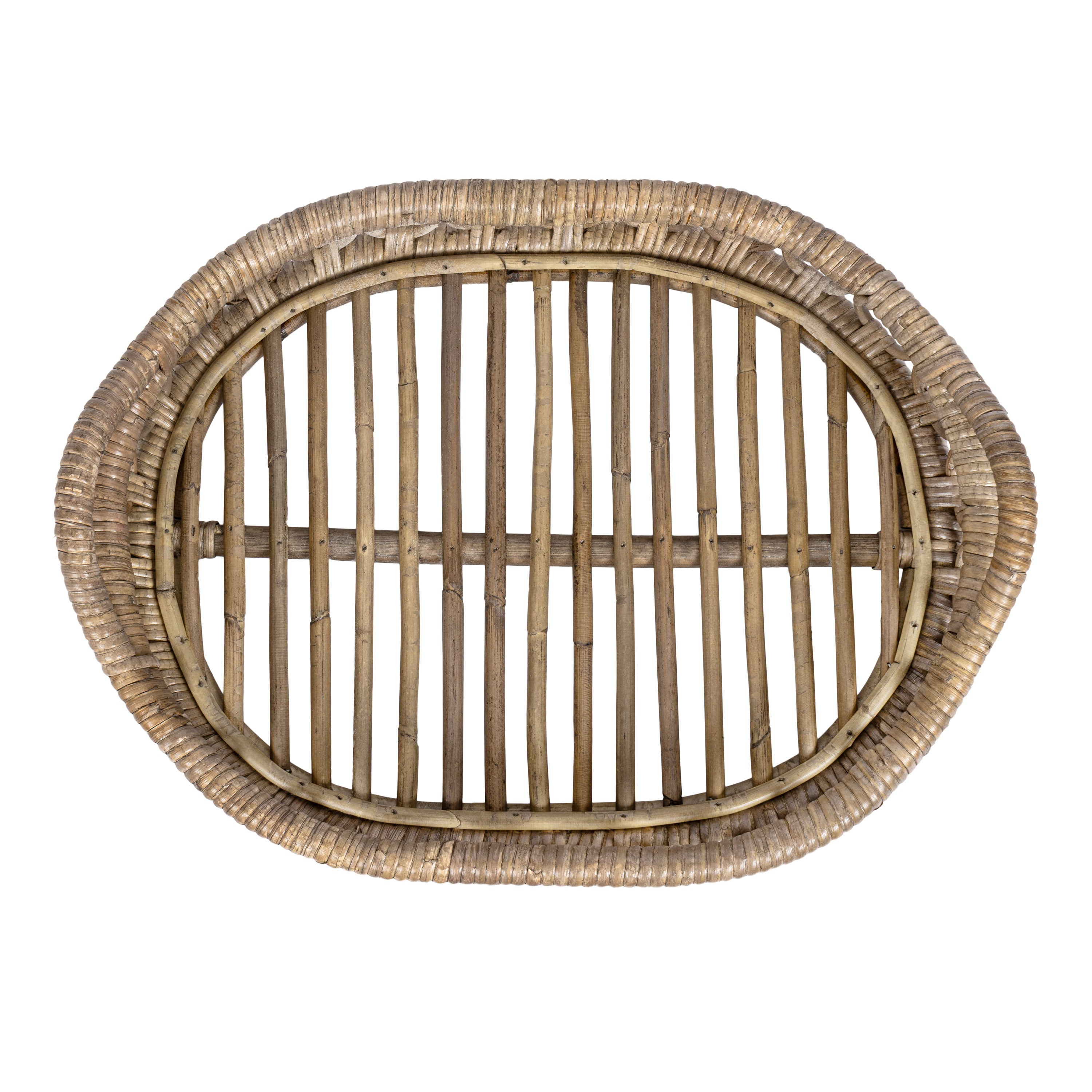 Cassini Handcrafted Rattan Oval Decorative Tray with Handles