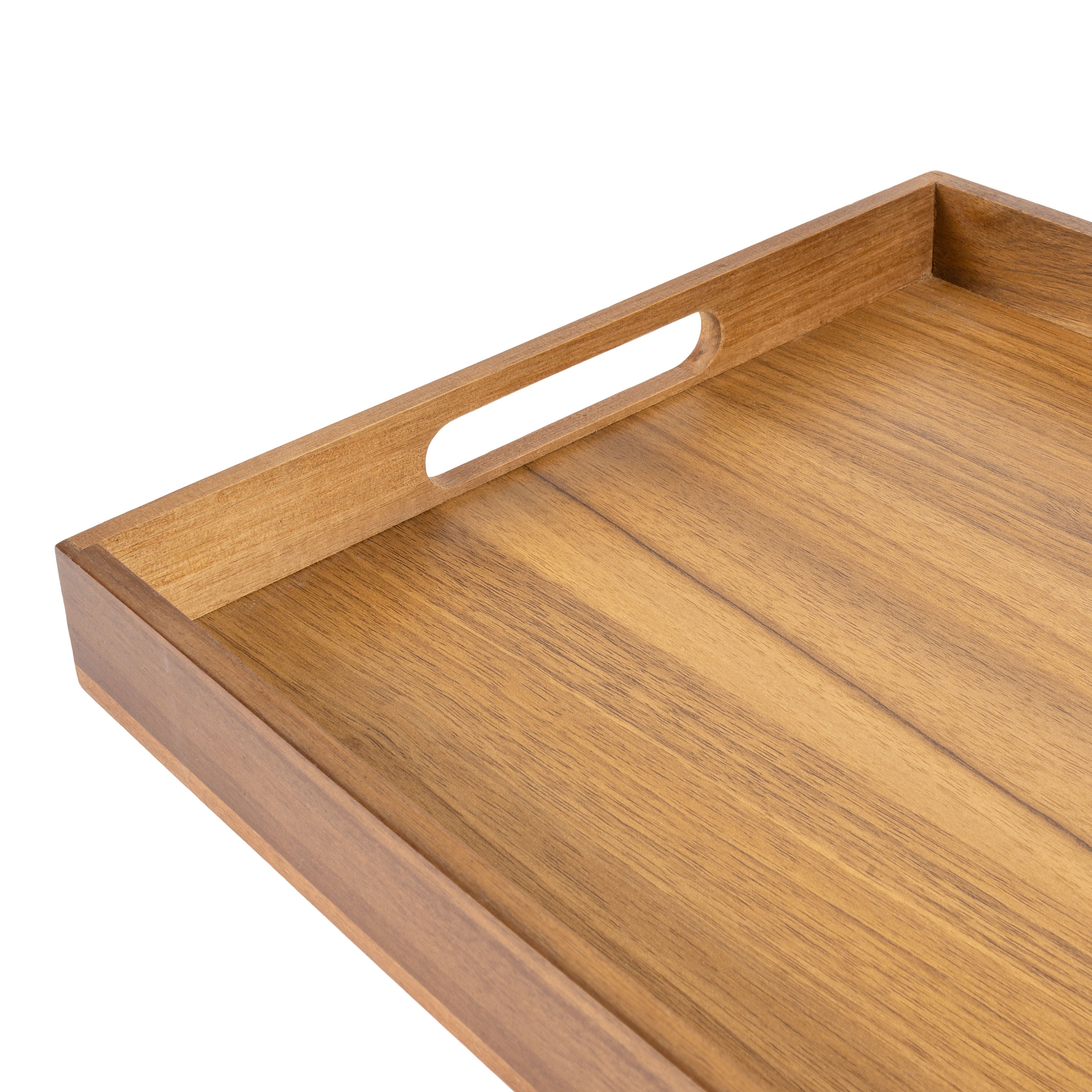 Soren Handcrafted Large Acacia Wood Rectangular Serving Tray with Handles