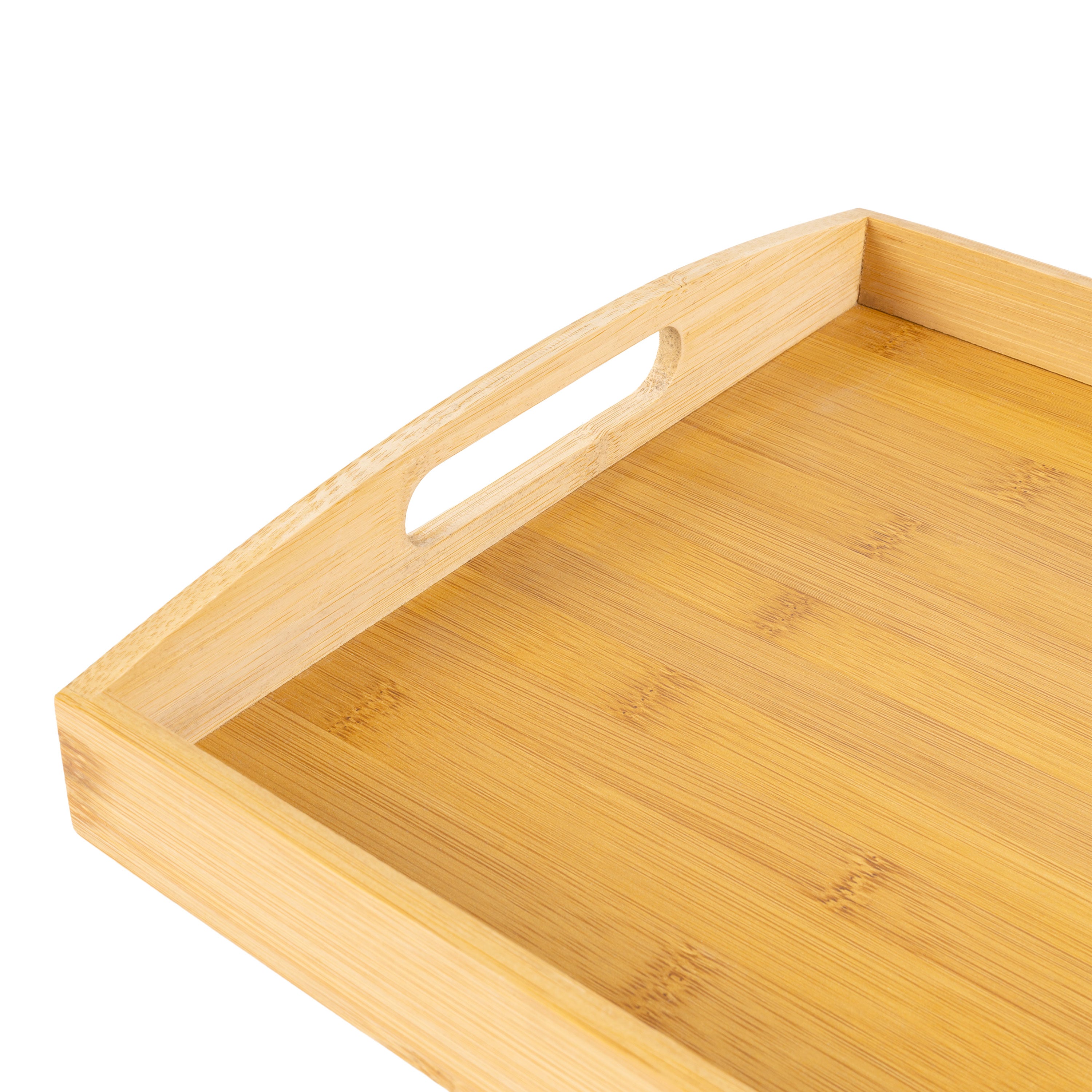 Elora Handcrafted Nesting Bamboo Serving Trays with Handles, Set of 2