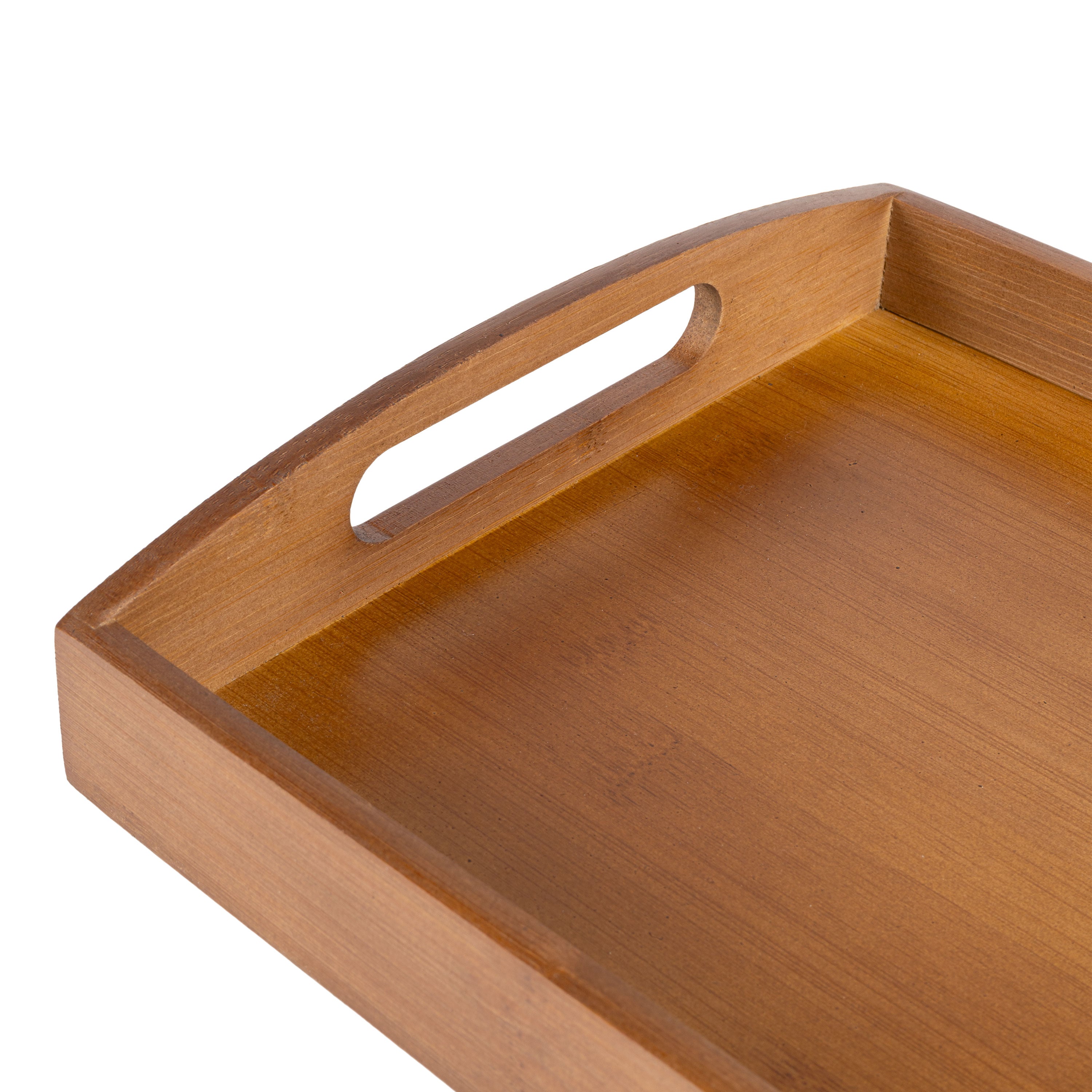 Elora Handcrafted Nesting Bamboo Serving Trays with Handles, Set of 2