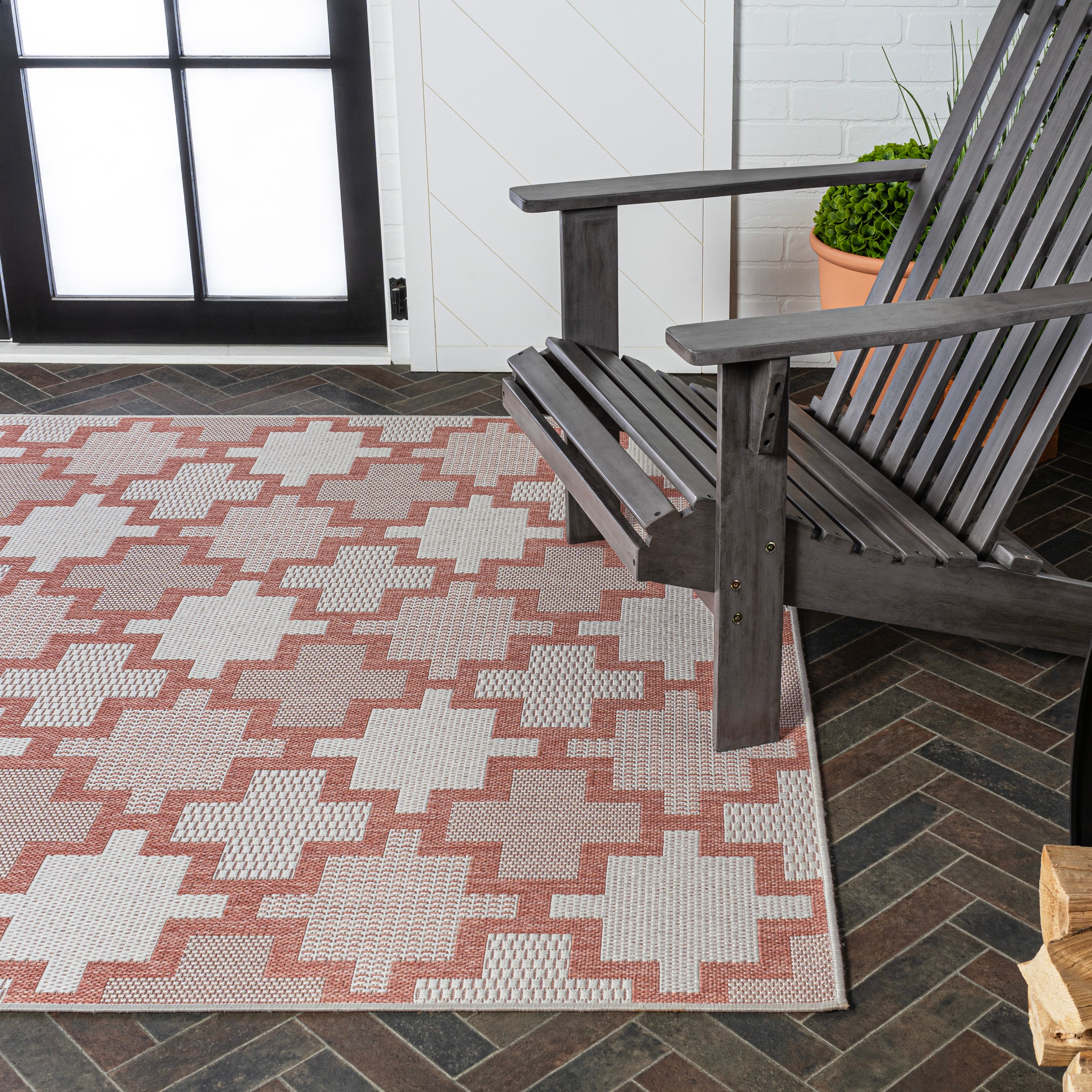 Cyrus Modern Geometric Tile Pattern Indoor/Outdoor Runner Rug