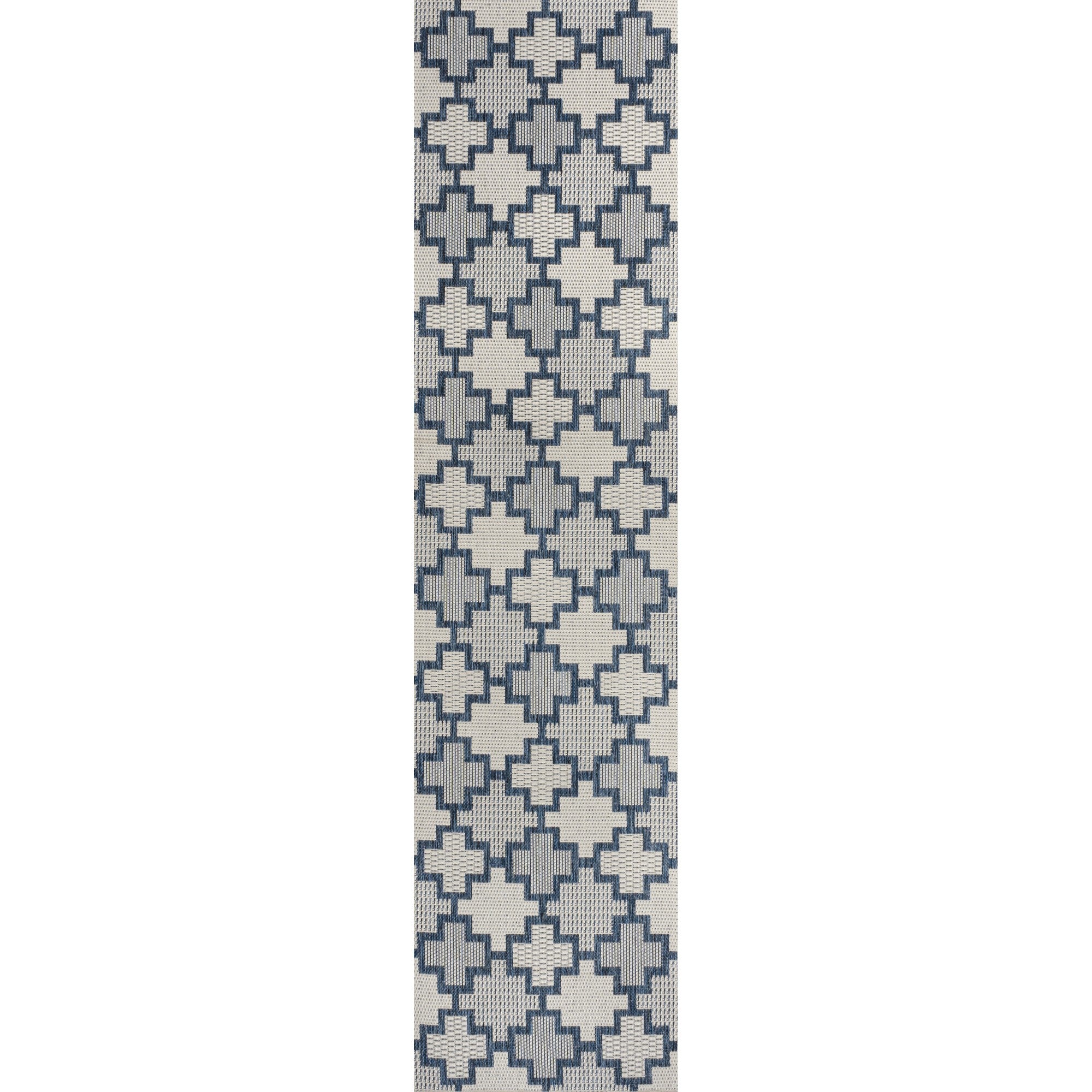 Cyrus Modern Geometric Tile Pattern Indoor/Outdoor Runner Rug
