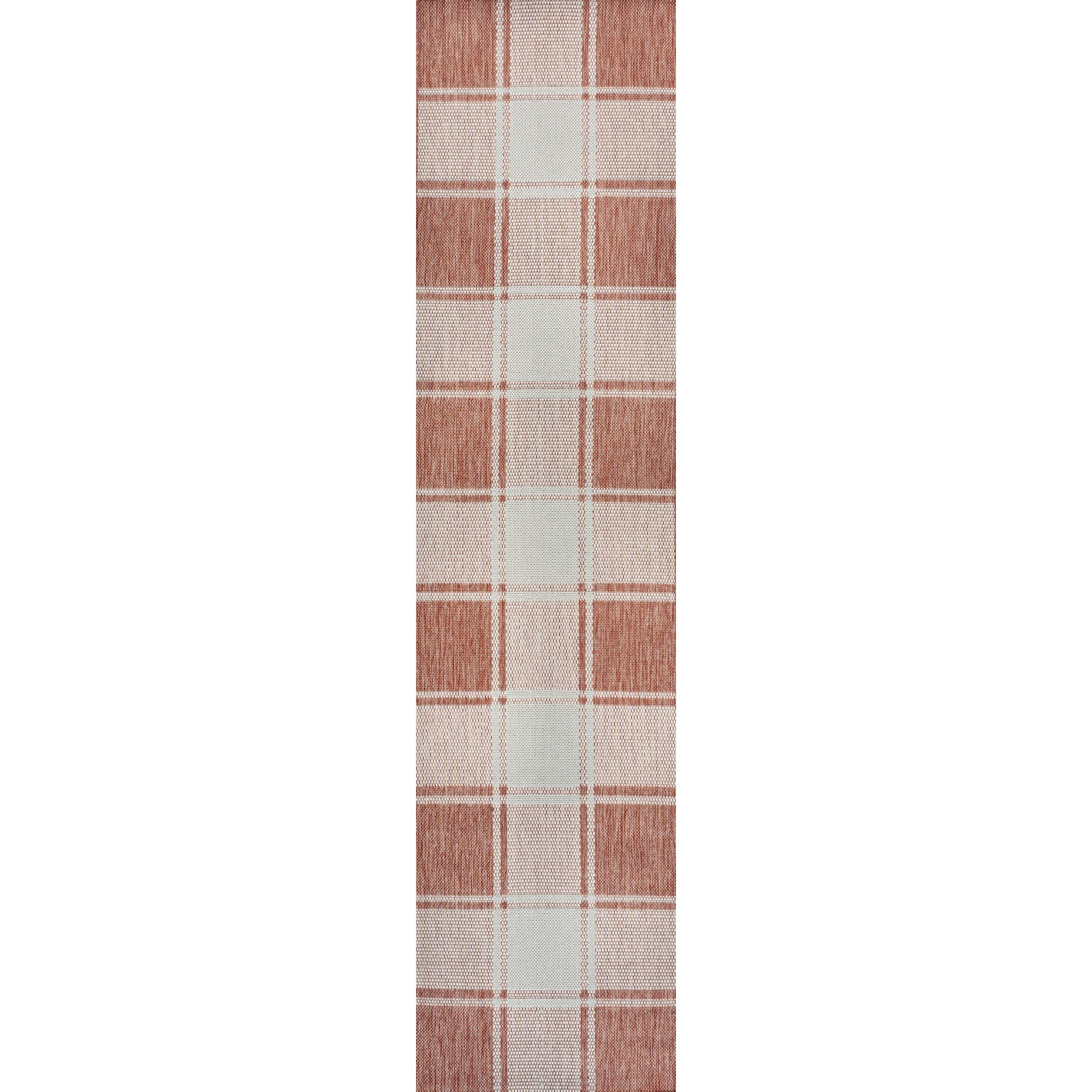 Sabine Traditional Farmhouse Bold Gingham Indoor/Outdoor Runner Rug