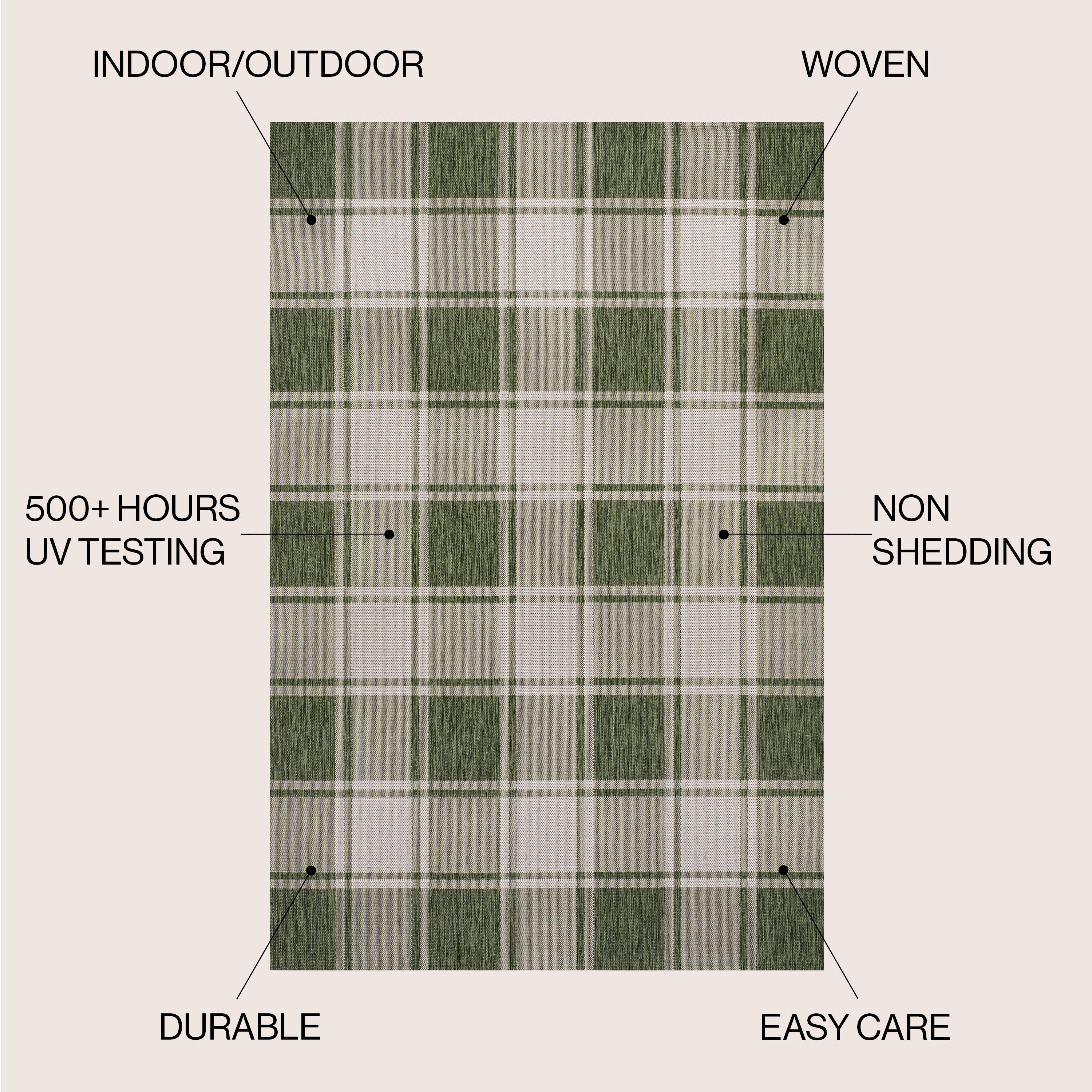 Sabine Traditional Farmhouse Bold Gingham Indoor/Outdoor Runner Rug