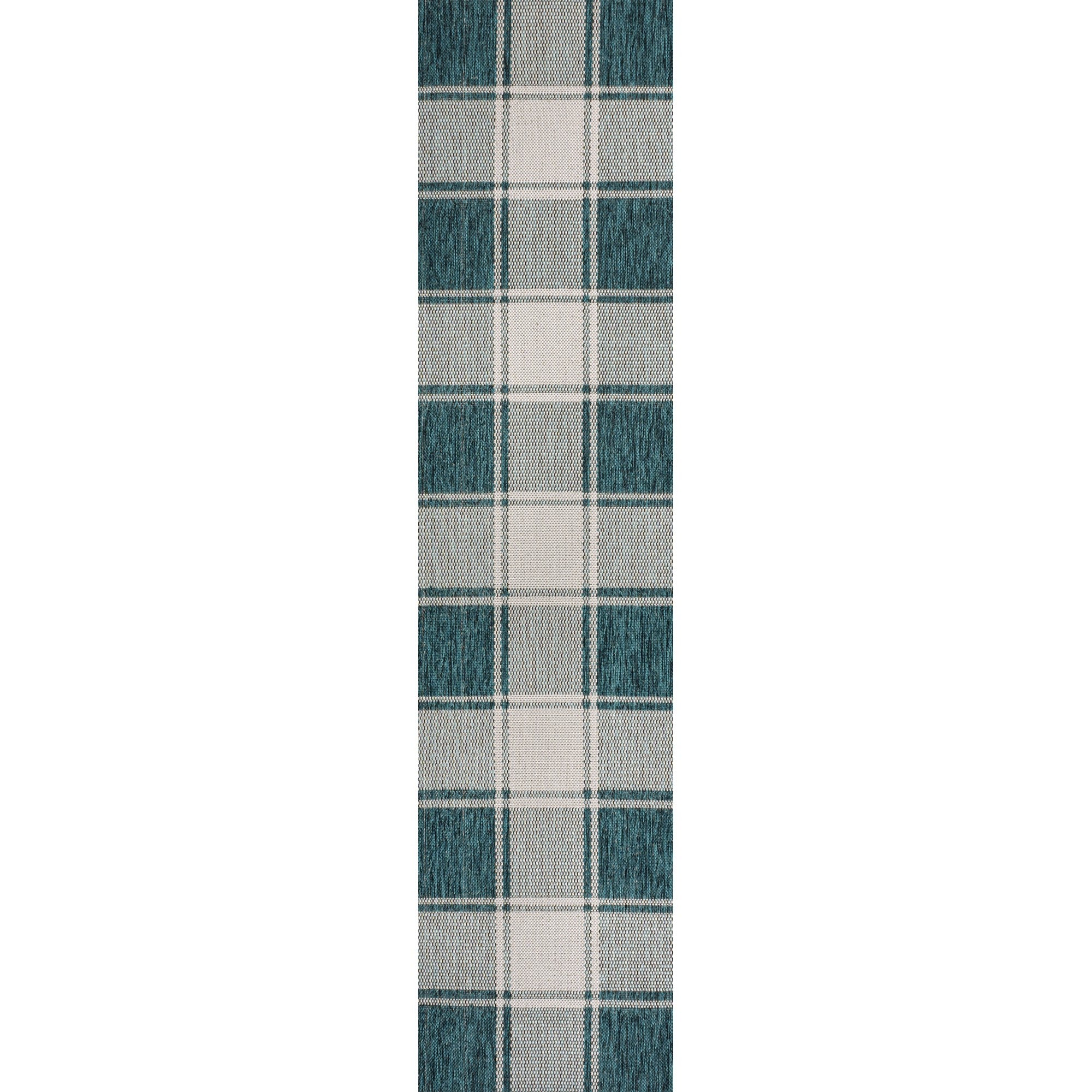 Sabine Traditional Farmhouse Bold Gingham Indoor/Outdoor Runner Rug