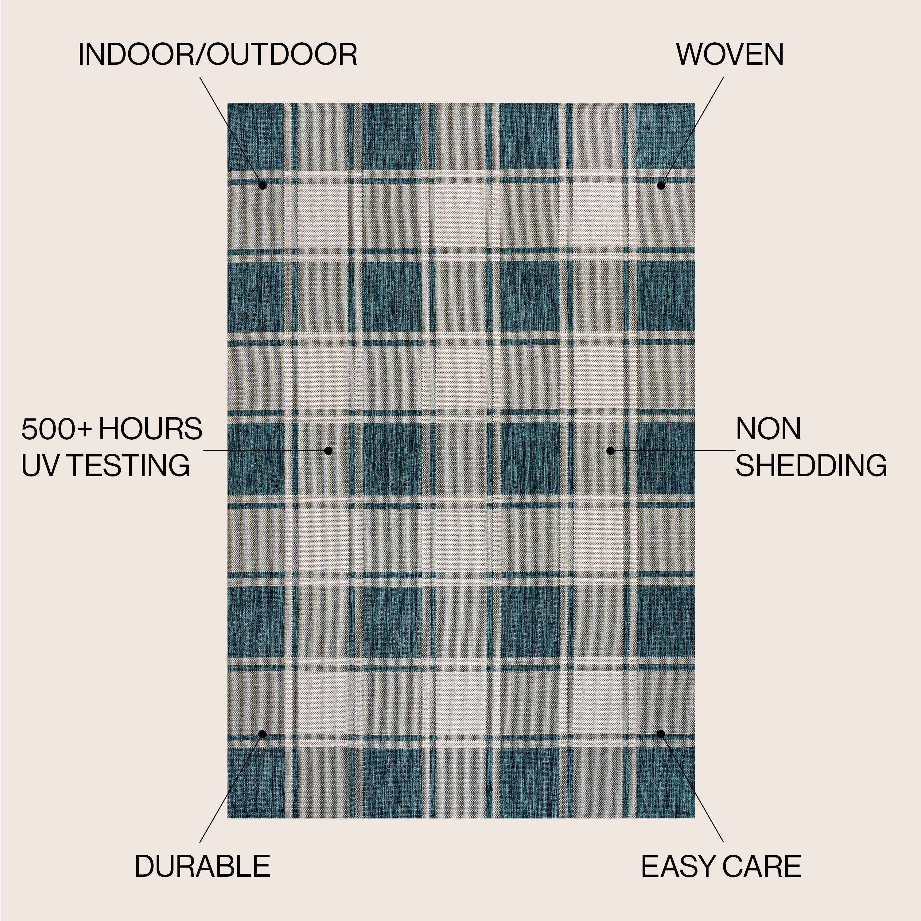 Sabine Traditional Farmhouse Bold Gingham Indoor/Outdoor Runner Rug