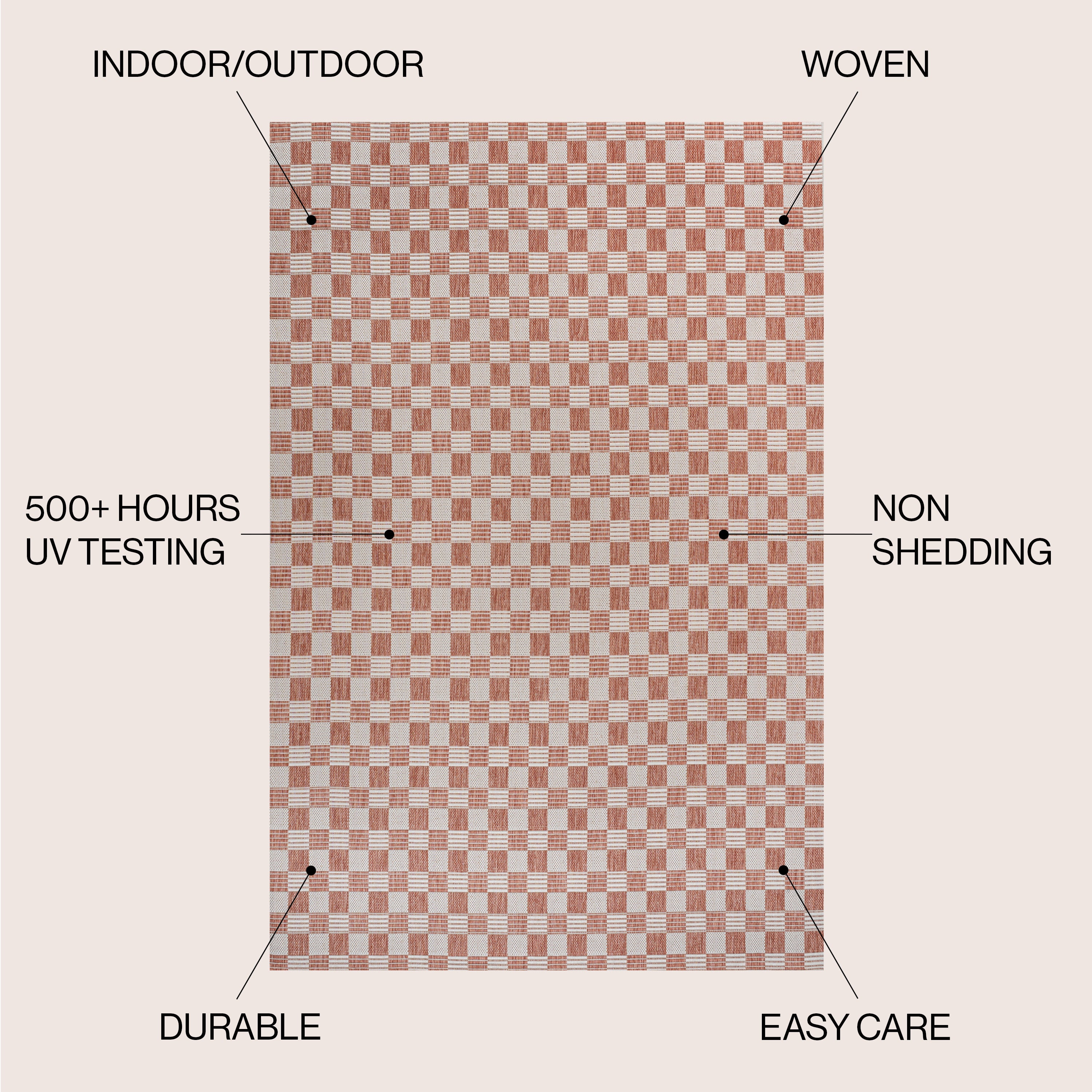 Aimee Traditional Cottage Checkerboard Indoor/Outdoor Runner Rug