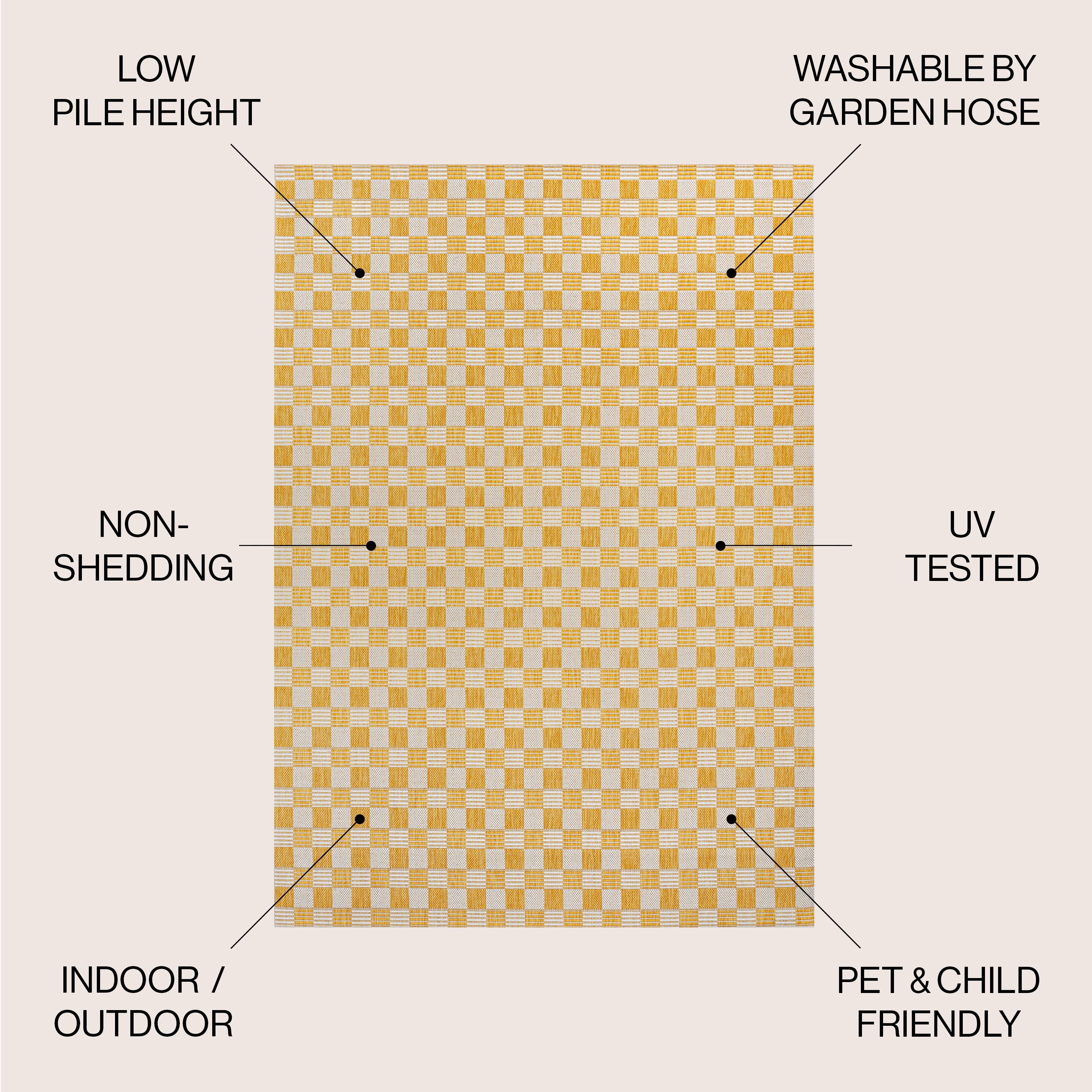Aimee Traditional Cottage Checkerboard Indoor/Outdoor Runner Rug