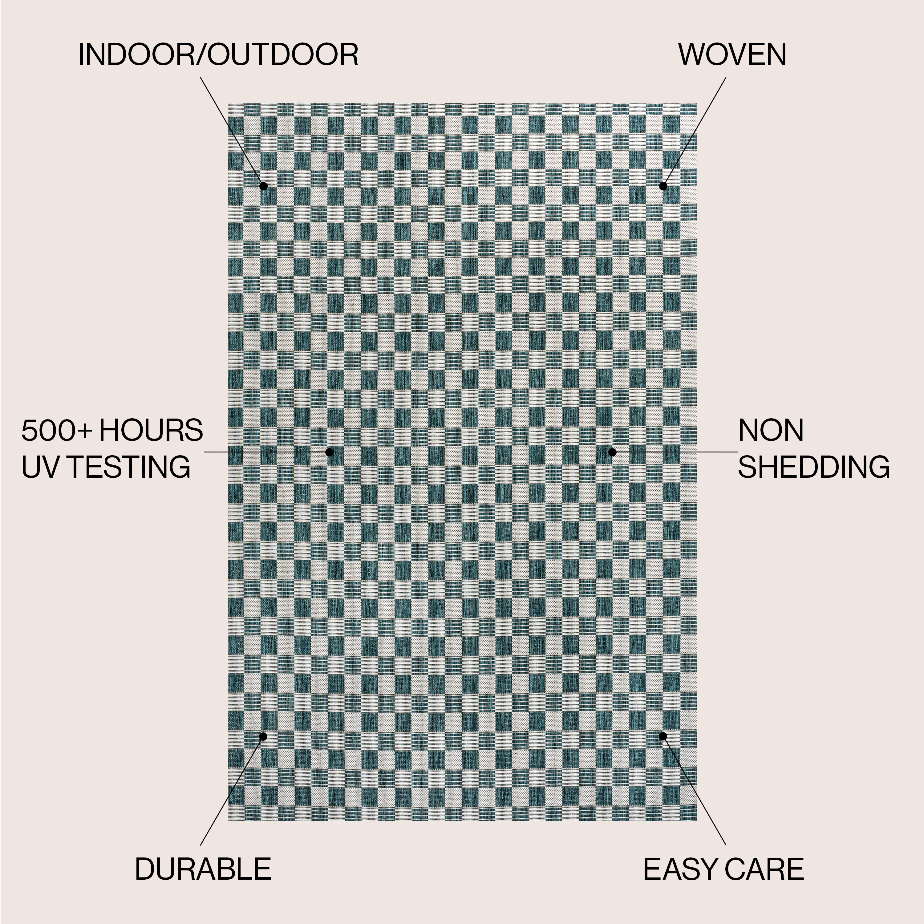 Aimee Traditional Cottage Checkerboard Indoor/Outdoor Runner Rug