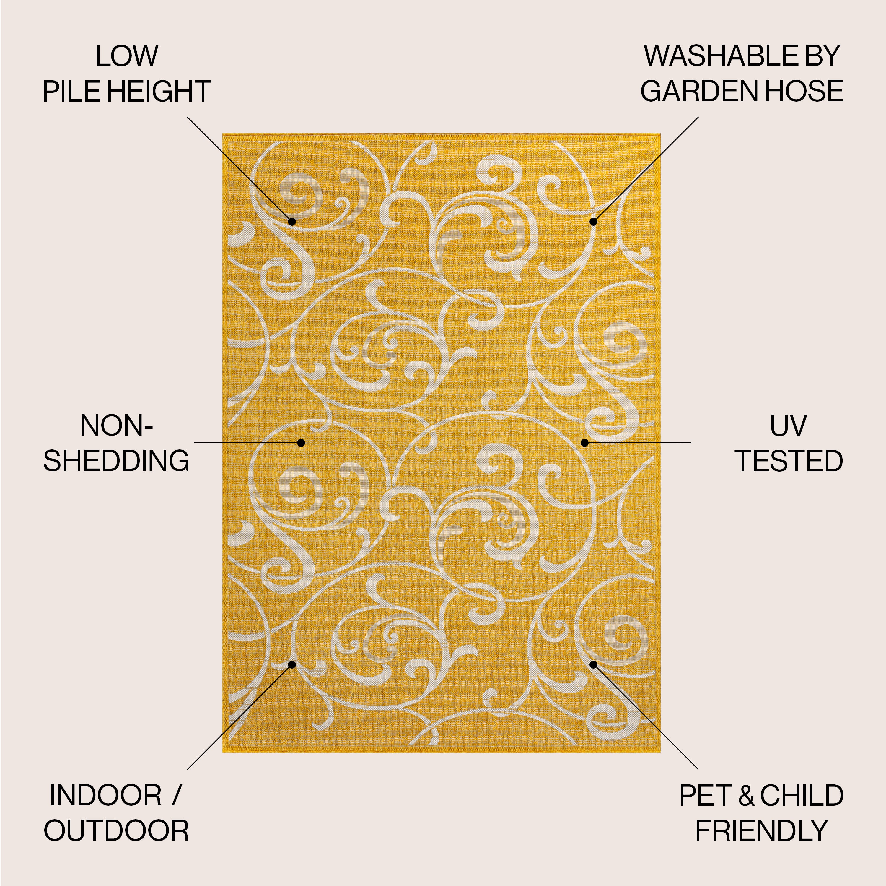 Maribel Traditional Classic All-Over Scroll Indoor/Outdoor Area Rug