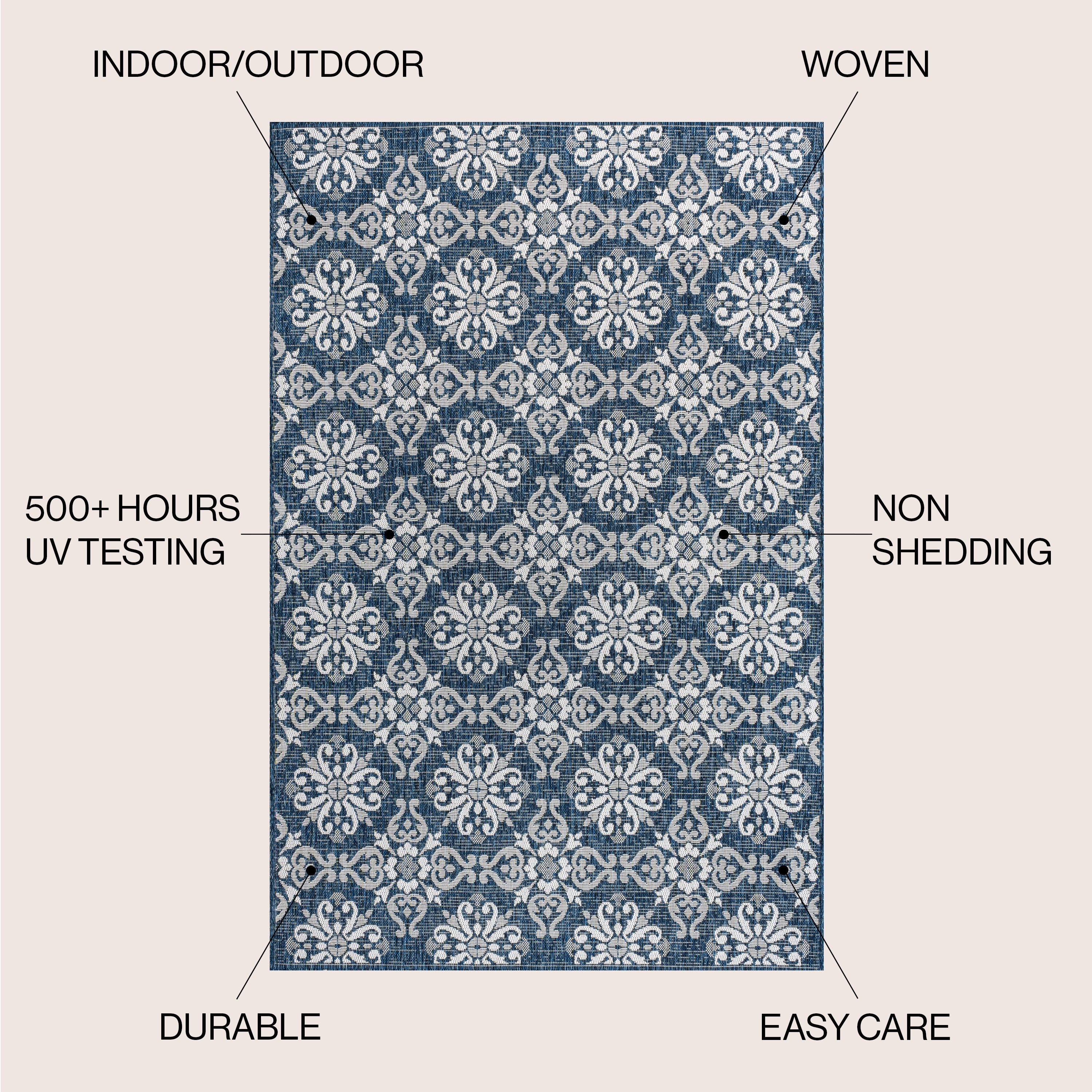 Amora Traditional Mediterranean Tile Design Indoor/Outdoor Rug