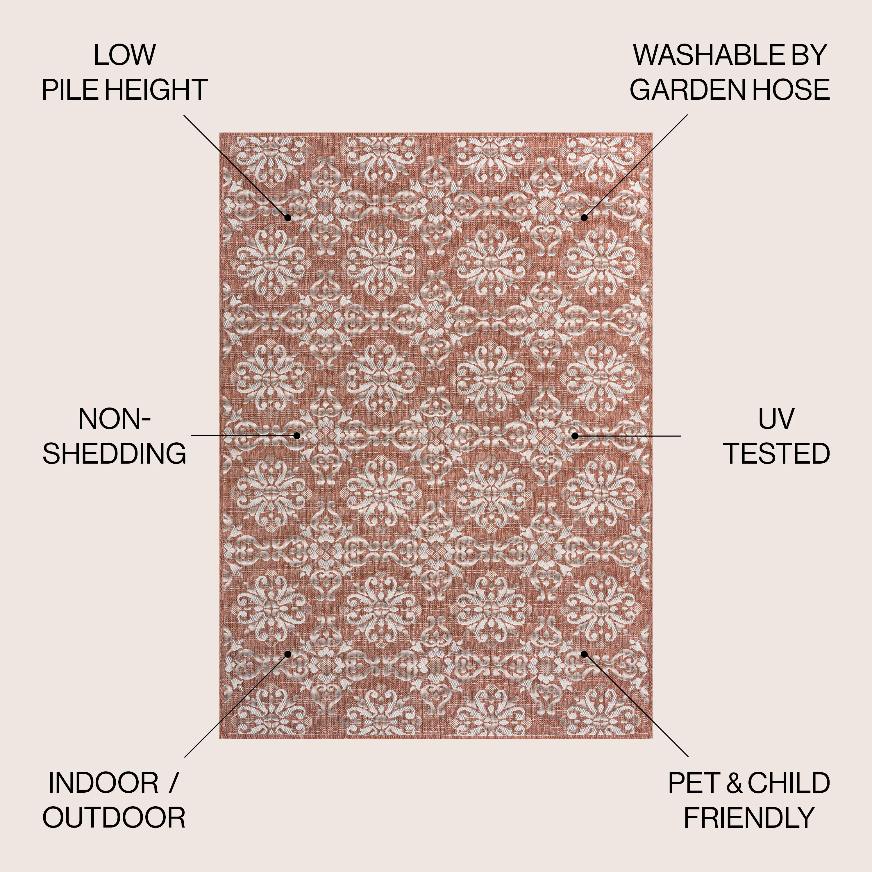 Amora Traditional Mediterranean Tile Design Indoor/Outdoor Rug