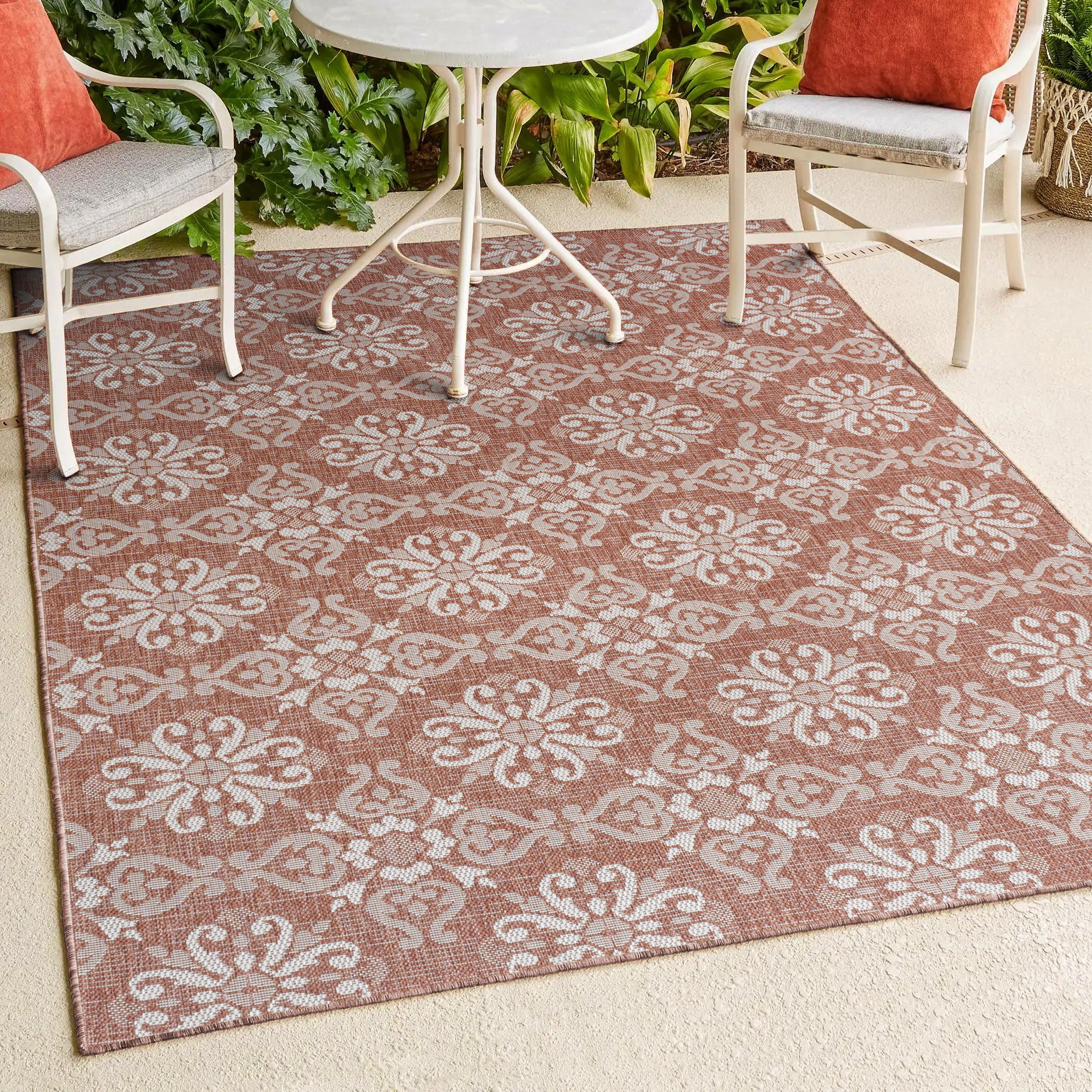 Amora Traditional Mediterranean Tile Design Indoor/Outdoor Rug
