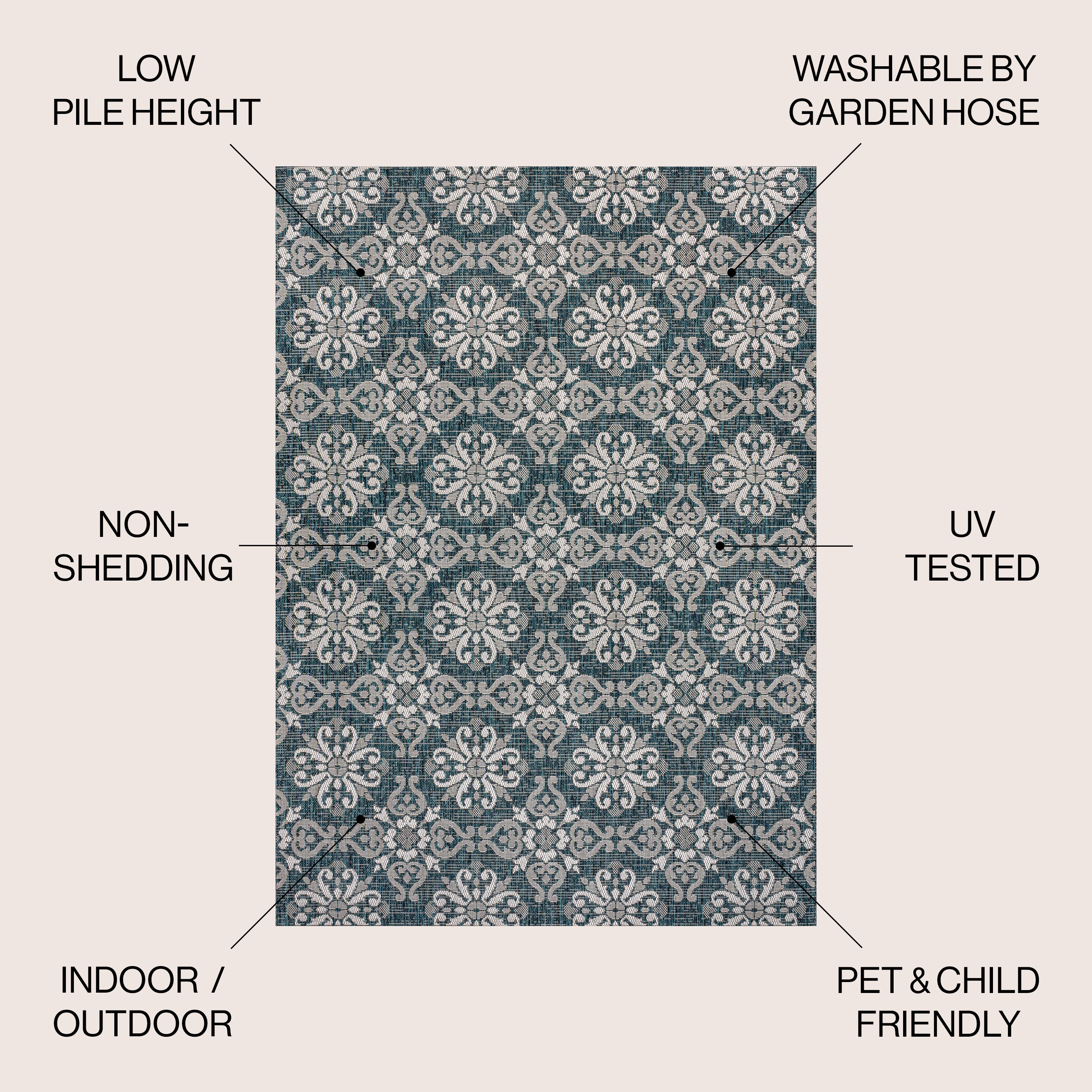 Amora Traditional Mediterranean Tile Design Indoor/Outdoor Rug