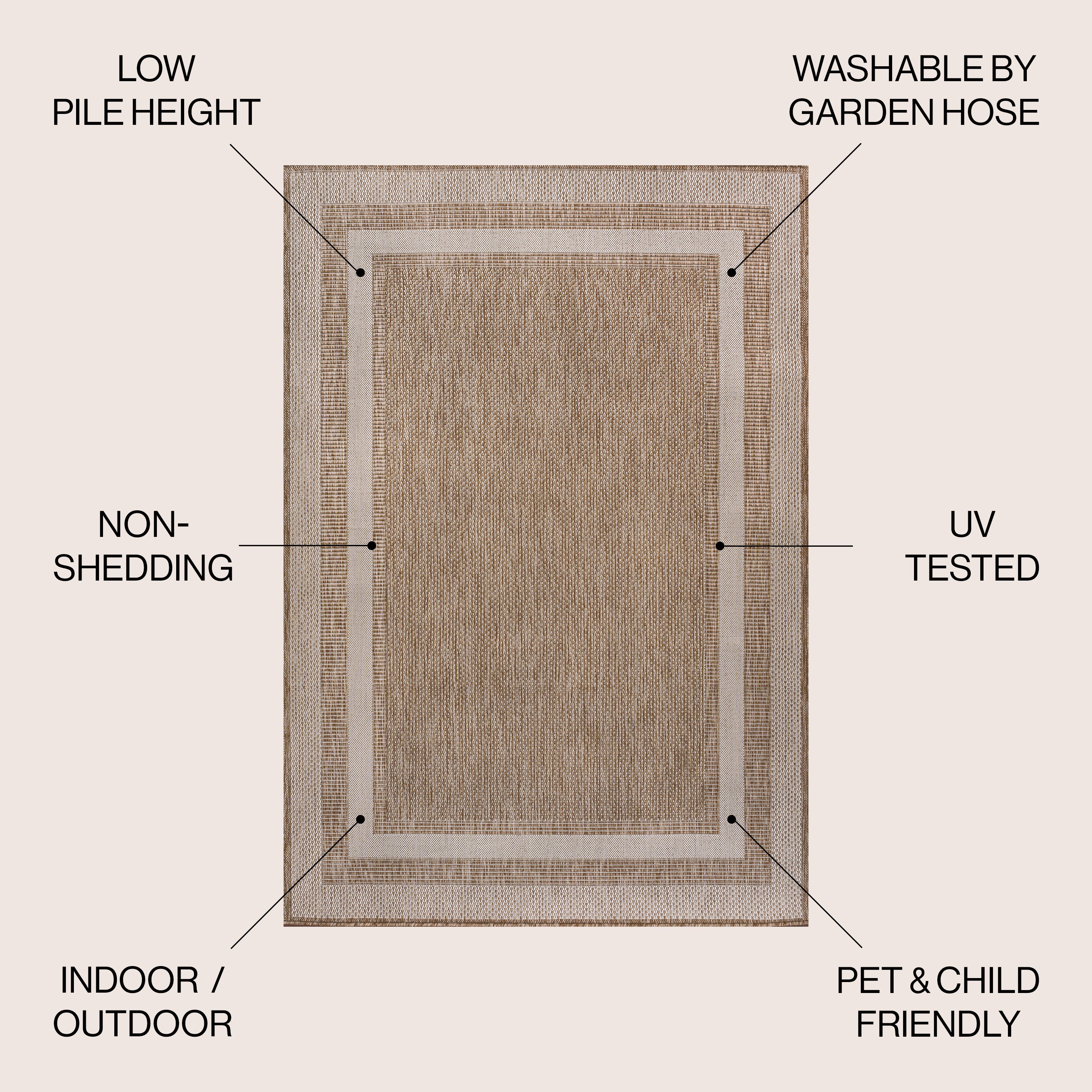 Dover Classic 3-Stripe Border Indoor/Outdoor Runner Rug