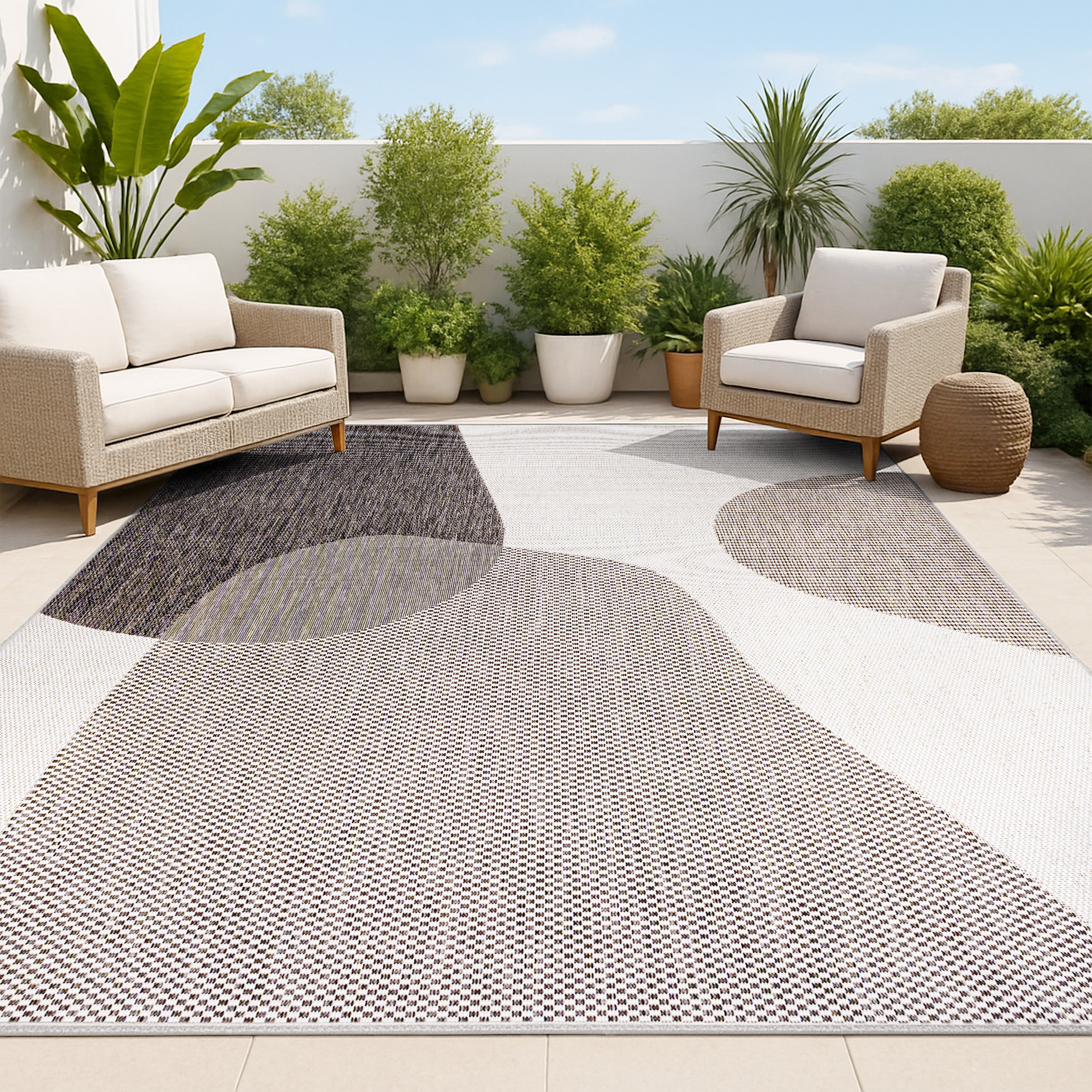 Zia Modern Geometric Organic Shapes Indoor/Outdoor Area Rug