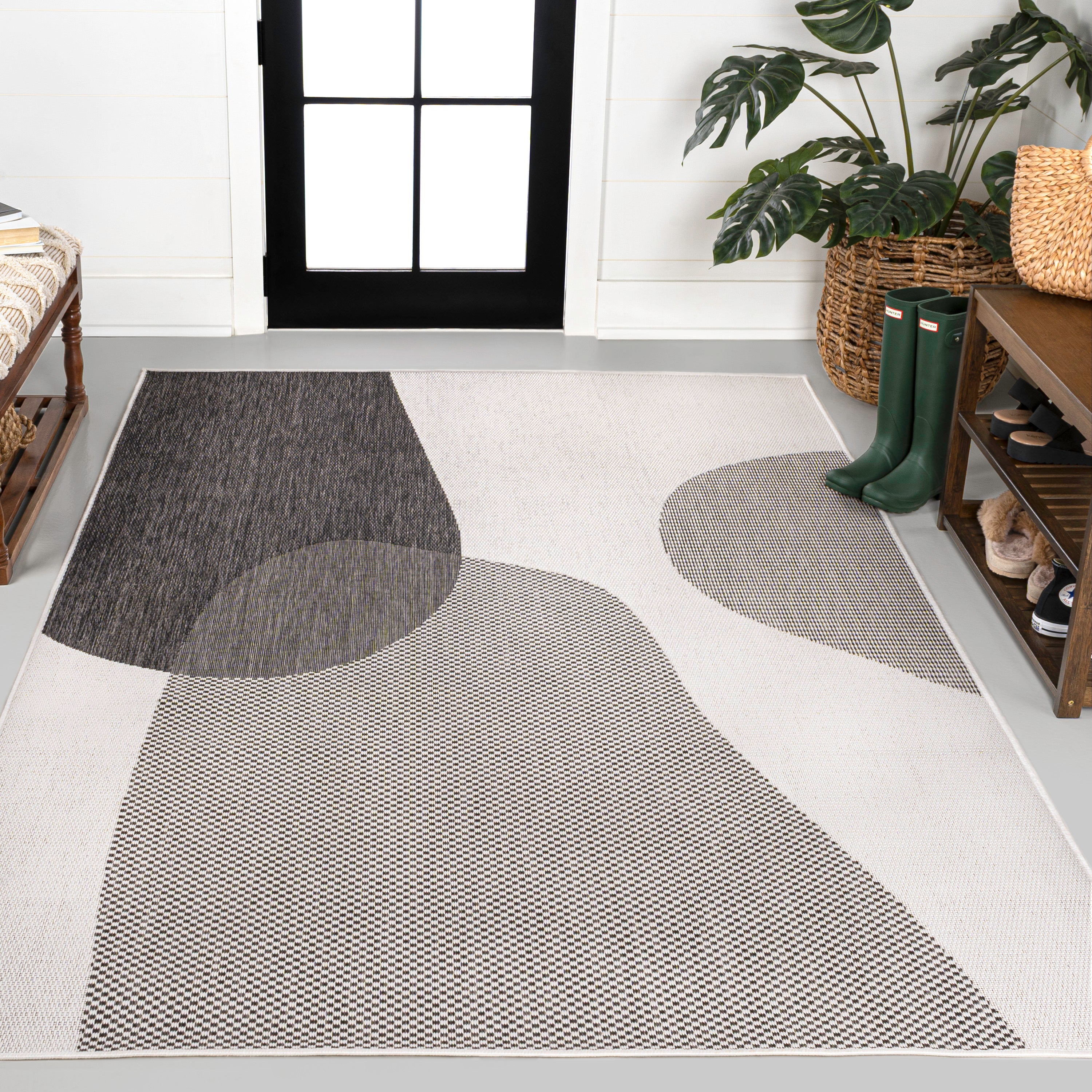 Zia Modern Geometric Organic Shapes Indoor/Outdoor Area Rug