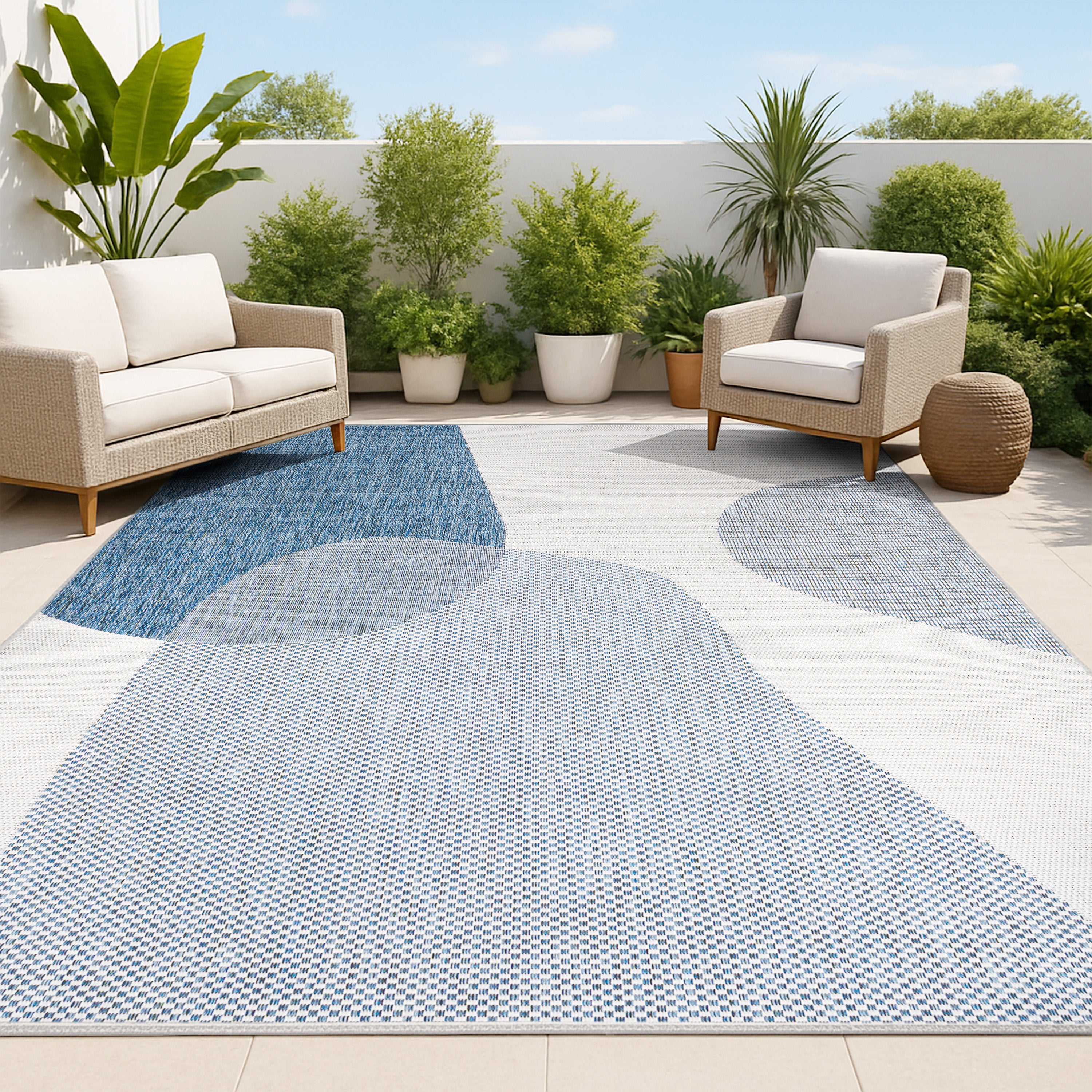 Zia Modern Geometric Organic Shapes Indoor/Outdoor Area Rug
