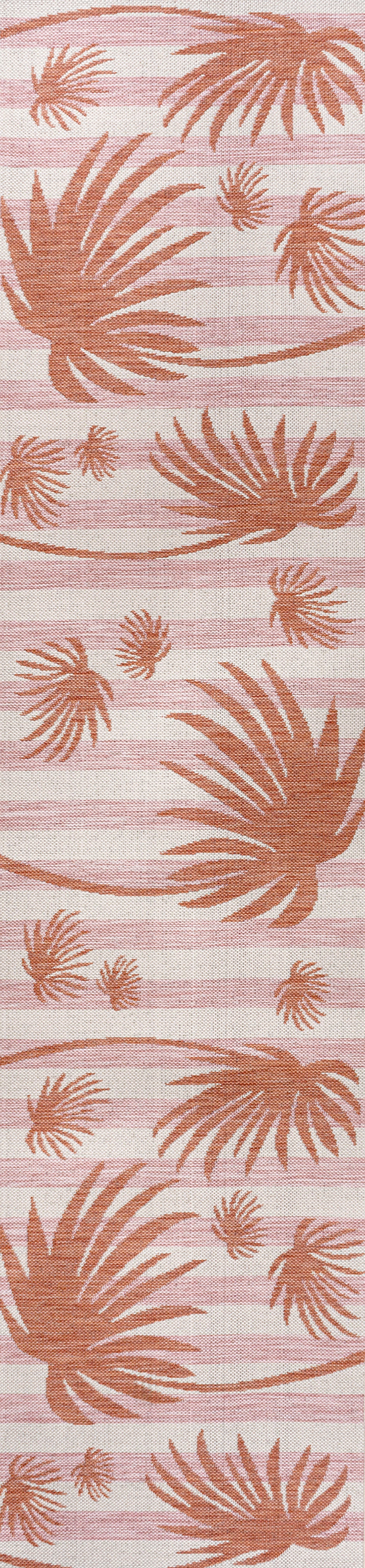 Veronica Classic Beach Stripe and Palm Leaf Indoor/Outdoor Area Rug